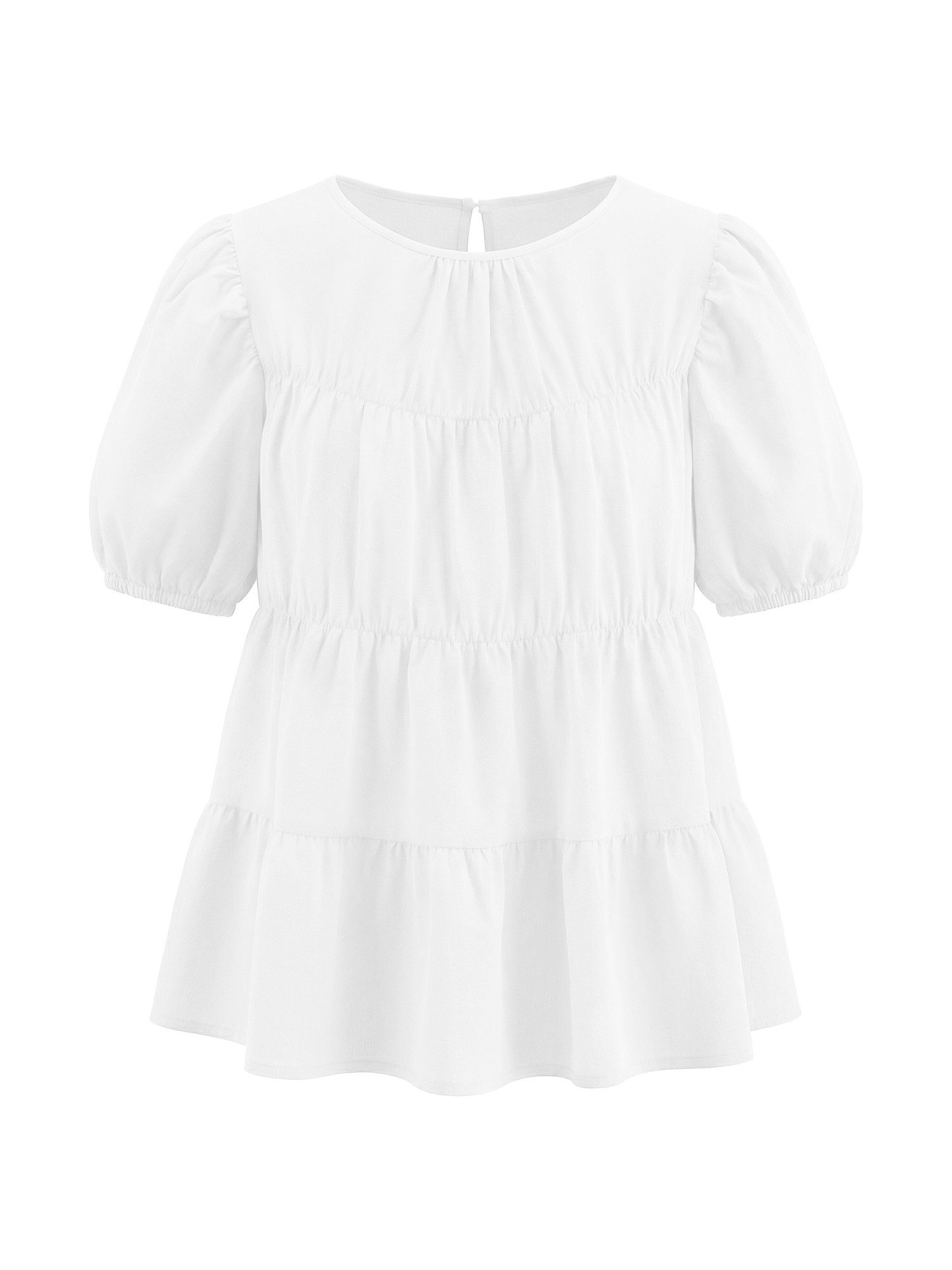 T-Shirt Damen Babydoll Tops mit Puffärmeln und Schößchen