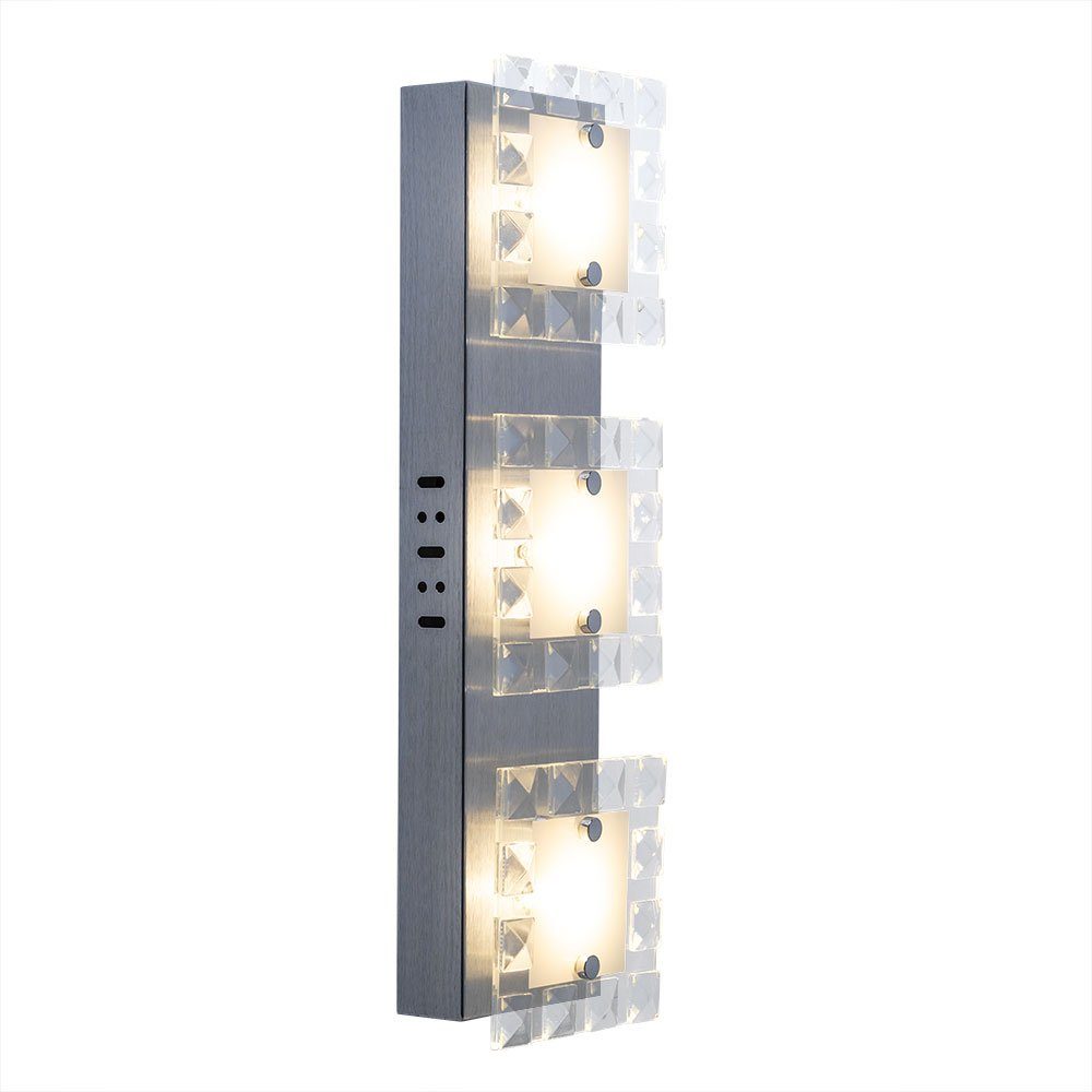 GLOBO LIGHTING LED Wandleuchte, LED-Leuchtmittel fest verbaut, Warmweiß, Wandleuchte Wandlampe Designleuchte Wohnzimmer Glaskristalle