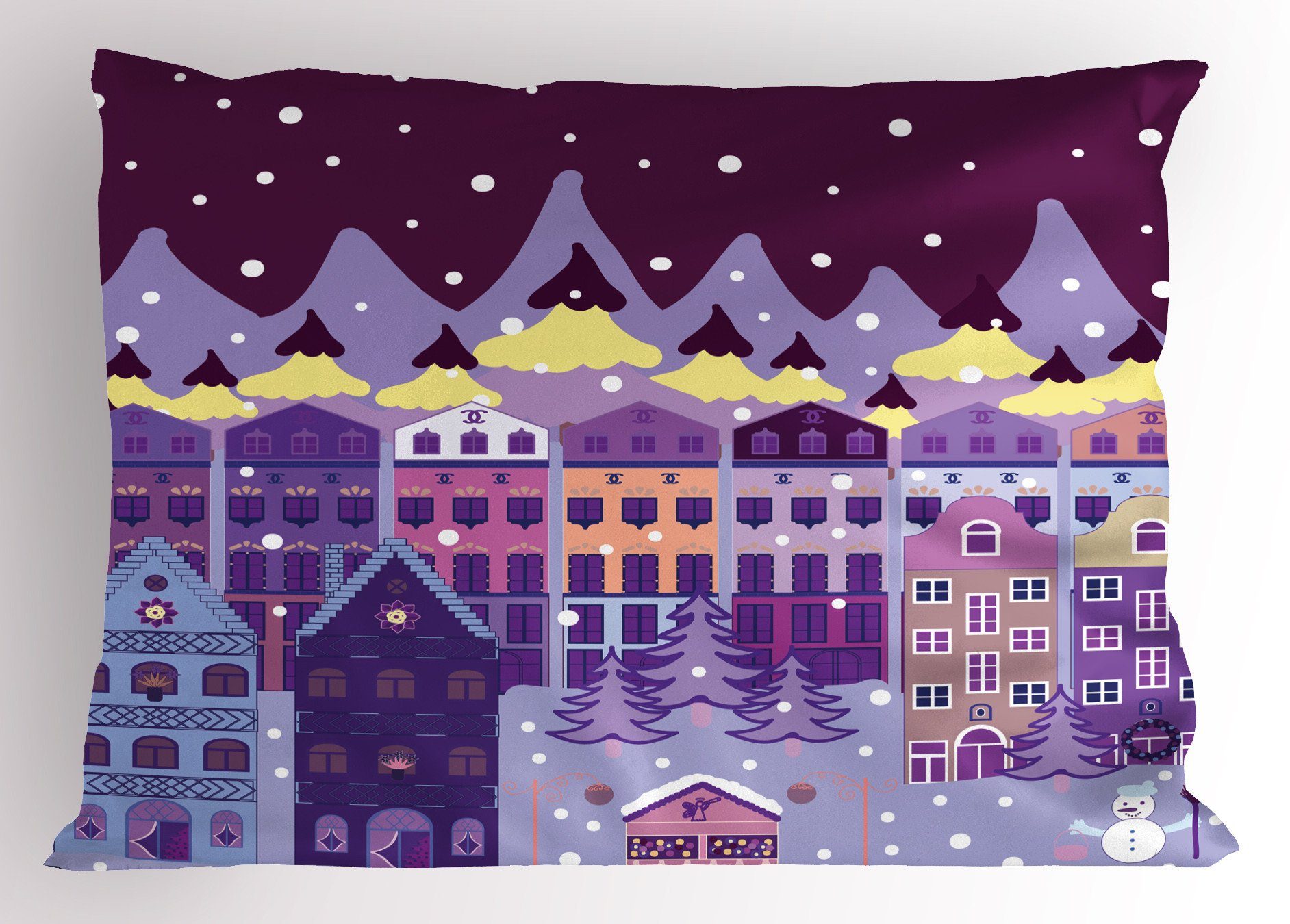 Schnee im (1 King Dekorativer Kissenbezug, Gedruckter Häuser Kissenbezüge Heiligabend Abakuhaus Size Stück), Winter Standard