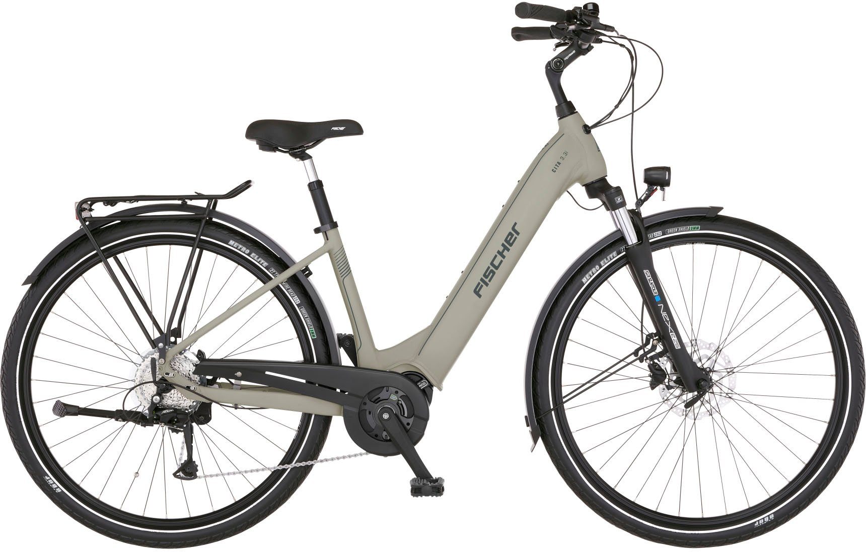 FISCHER Fahrrad E-Bike Cityrad CITA 3.3I 630, 9 Gang Shimano Nexus Schaltwerk, Kettenschaltung, Mittelmotor, 630 Wh, (Schloss), Pedelec, Elektrofahrrad für Damen u. Herren