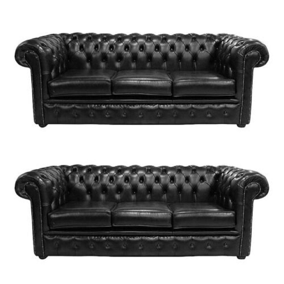 JVmoebel Chesterfield-Sofa Chesterfield Design Luxus Polster Sofa 3+3 Sitz 100% Leder Sofort, Made in Europa