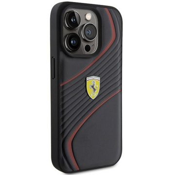 Ferrari Smartphone-Hülle Ferrari Apple iPhone 15 Pro Max Schutzhülle Twist Metal Logo Schwarz