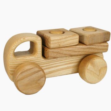 Lotes Toys Spielzeug-Auto Steckspielzeug Holz LKW klein ab 10 Monate, (4-tlg), aus fein geschliffenem Eschenholz