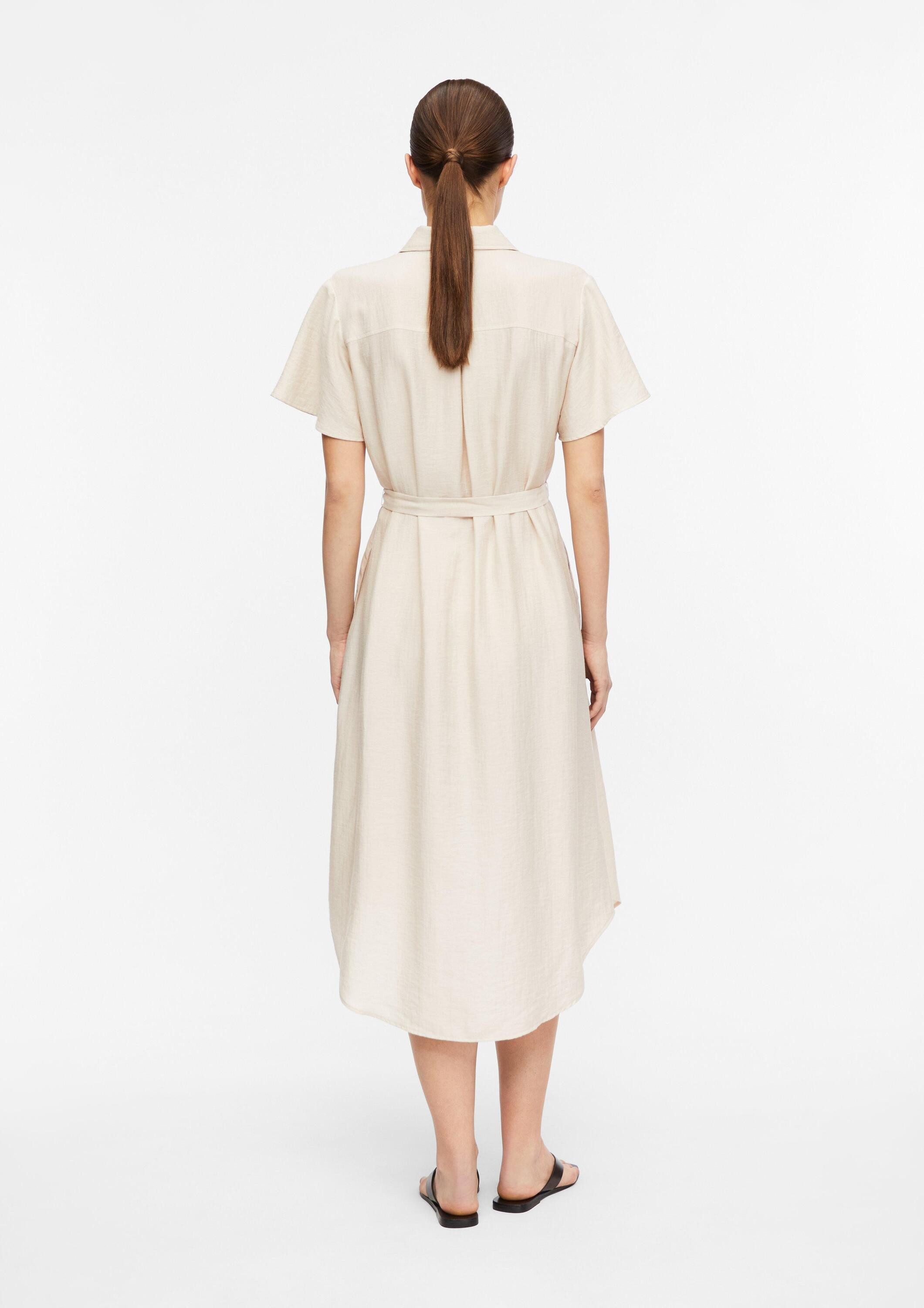 comma Midikleid Kleid Hemdblusenkleid aus Viskoseleinenmix