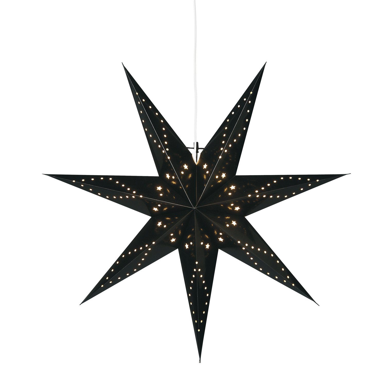hängend Papierstern 100cm Kabel STAR schwarz Leuchtstern LED Faltstern Season Best 7-zackig Stern TRADING