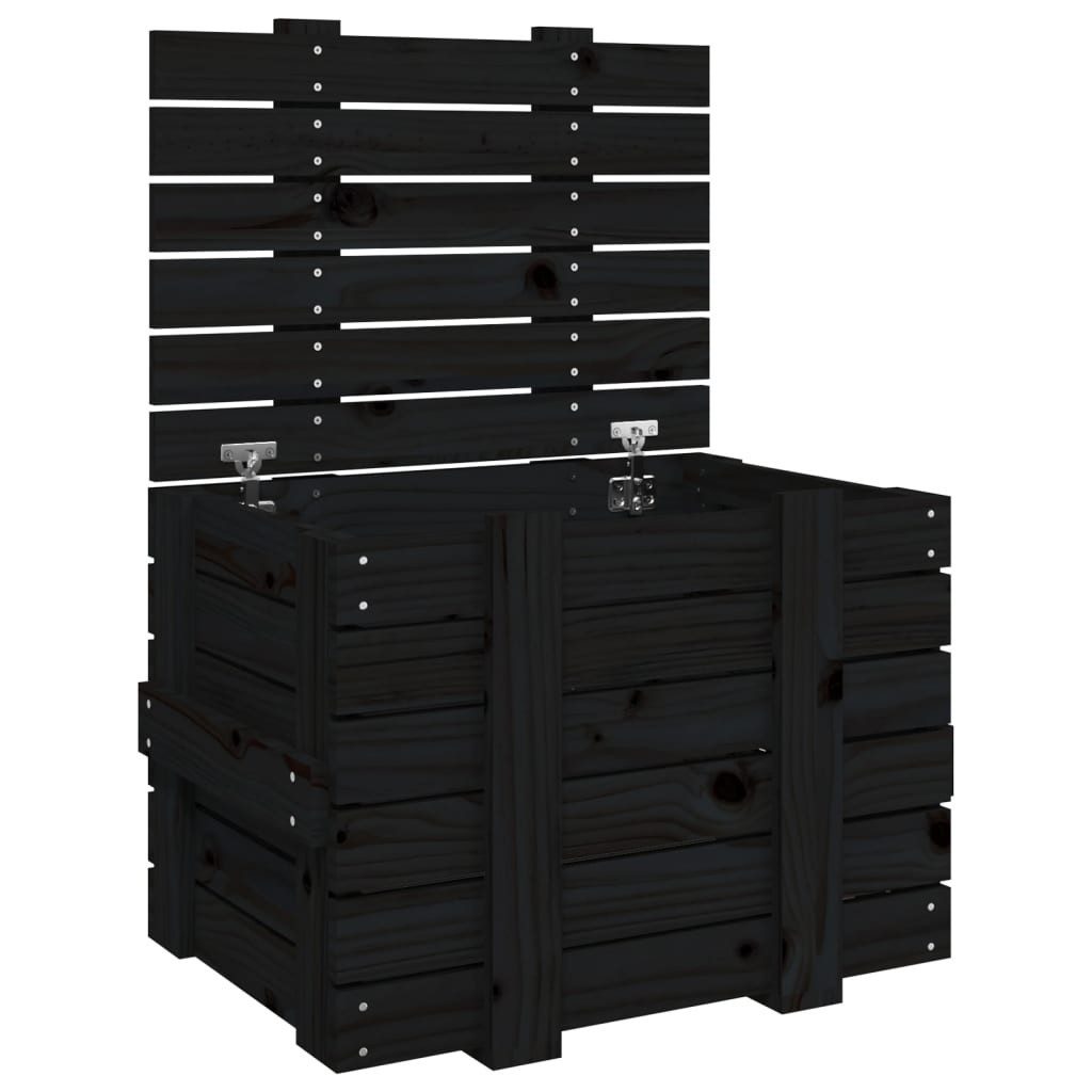 furnicato Truhe Aufbewahrungsbox Schwarz 58 x 40,5 x 42 cm aus massivem Kiefernholz (1 St)