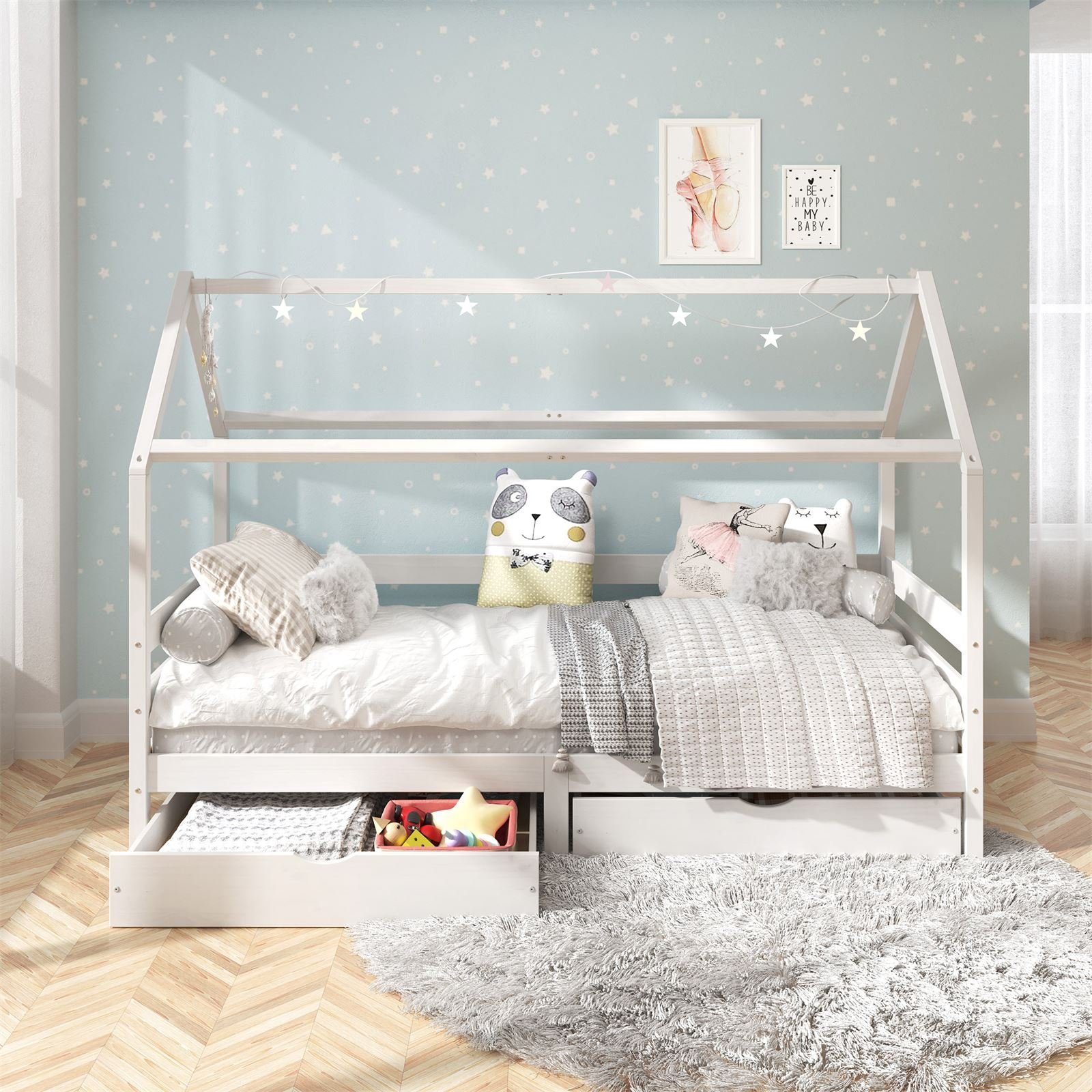 IDIMEX Kinderbett CLIA, Hausbett CLIA Kinderbett Montessori 2 Schubladen 90 günstig online kaufen