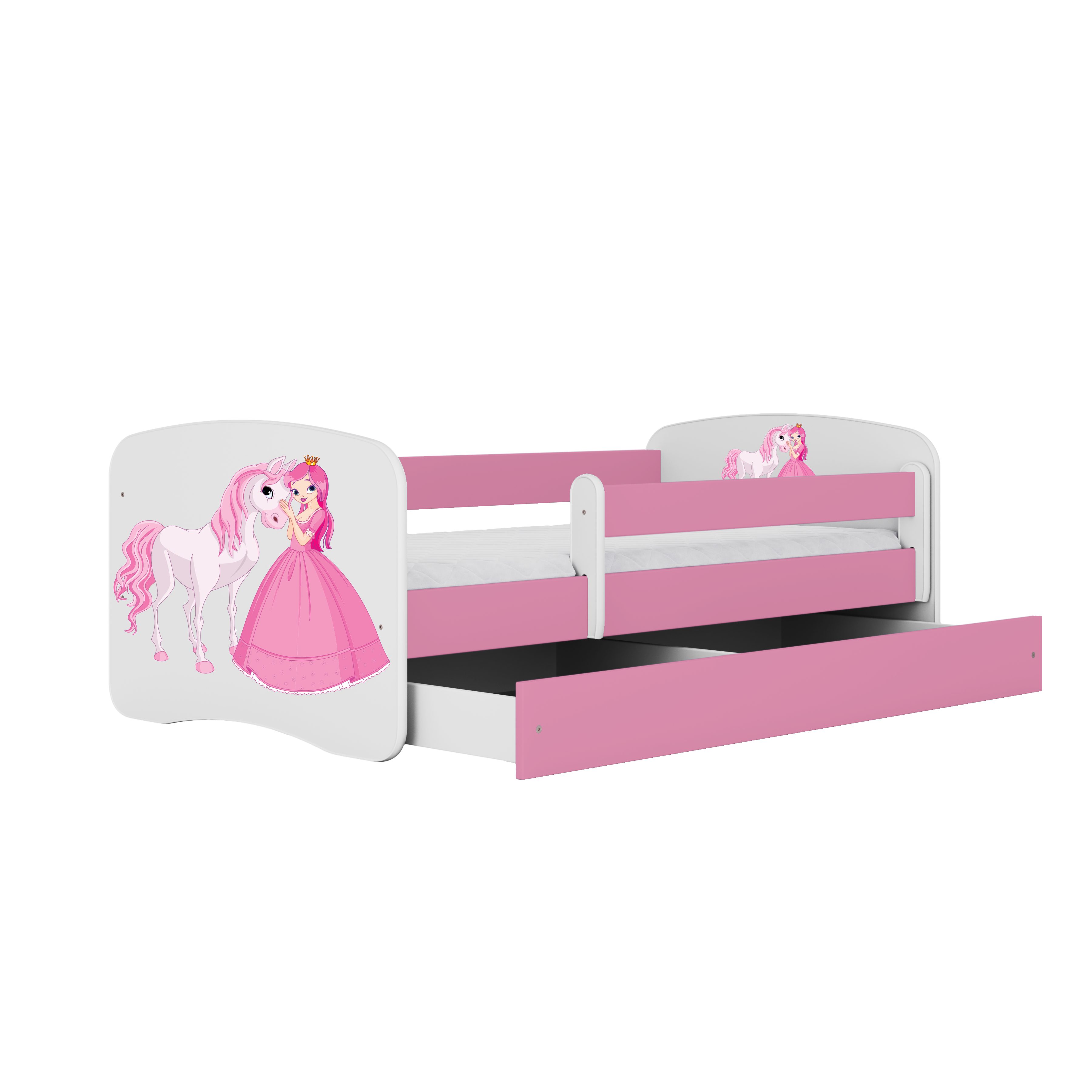 Raumhirsch Furniture Kinderbett 70x140, 80x160, 80x180 cm - Komplettset mit Schublade (Bett für Mädchen, Einzelbett Kinder 2–12, mit Rausfallschutz & Lattenrost), verschiedene Farben & Designs