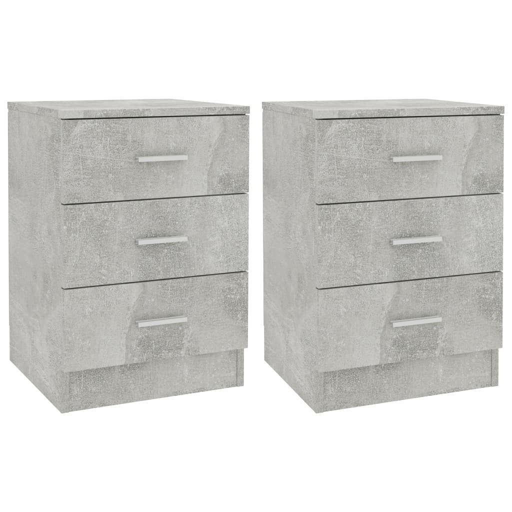 vidaXL Nachttisch NA Nachtschränke2er Set Betongrau 38x35x56 cm Spanplatte