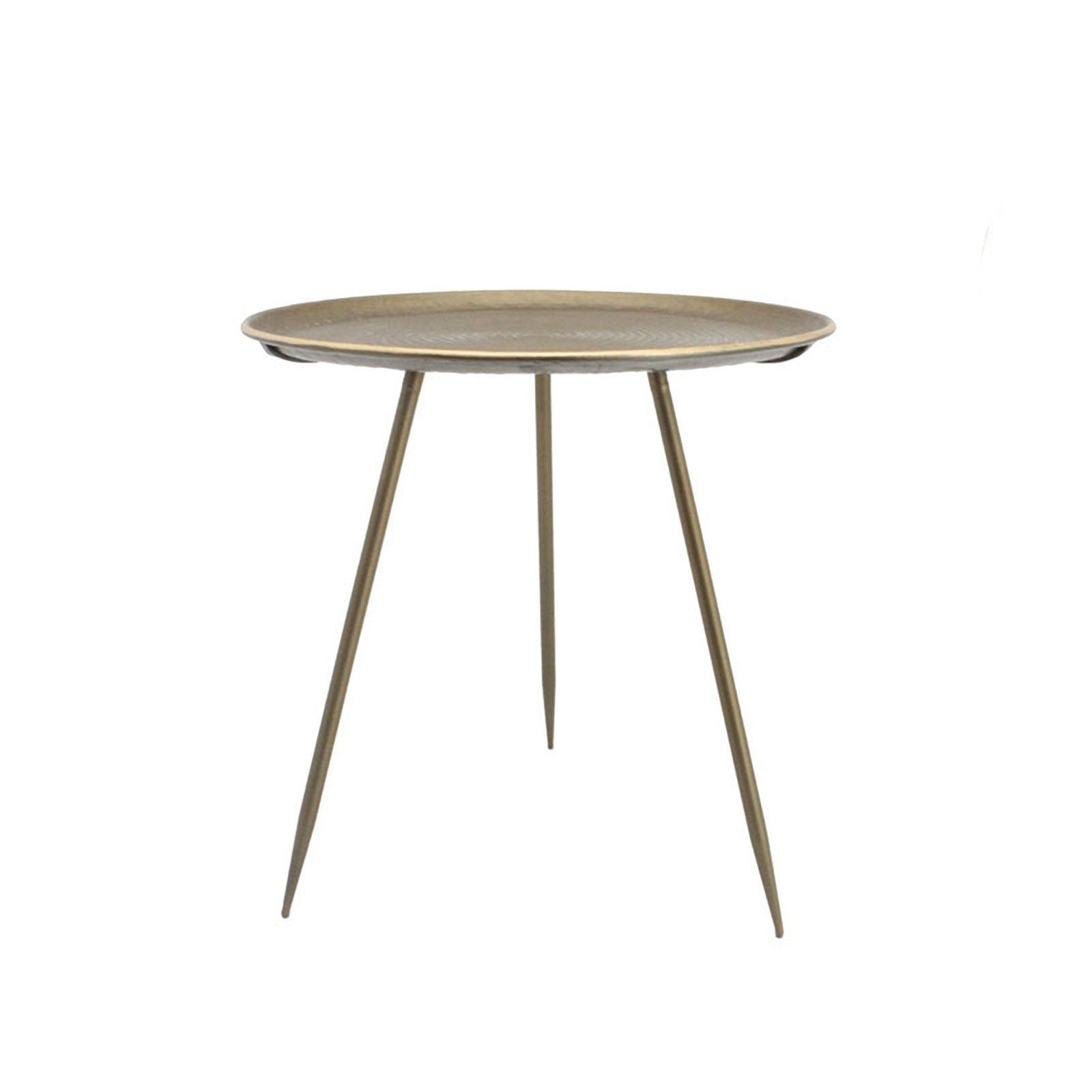 Cosy Home Ideas Beistelltisch Beistelltisch rund Dreibein gold mit Rillen (1 Stück, 1x Beistelltisch), stabiler Tisch aus Metall