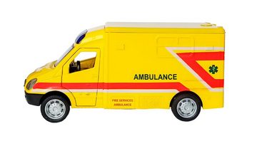 Toi-Toys Modellauto DIENSTWAGEN mit Licht Sound Rückzug Motor Model 05 (Ambulance-Gelb), Maßstab 1:38, Bus Modellauto Auto Spielzeugauto Spielzeug Geschenk
