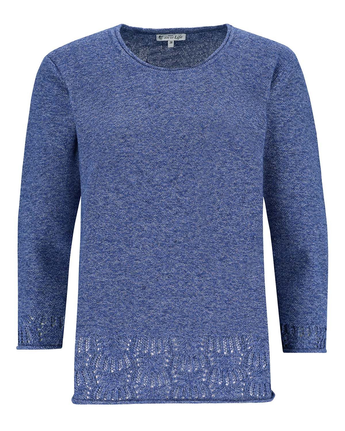 Rundhalspullover Pullover Moulinéoptik 3/4 Arm