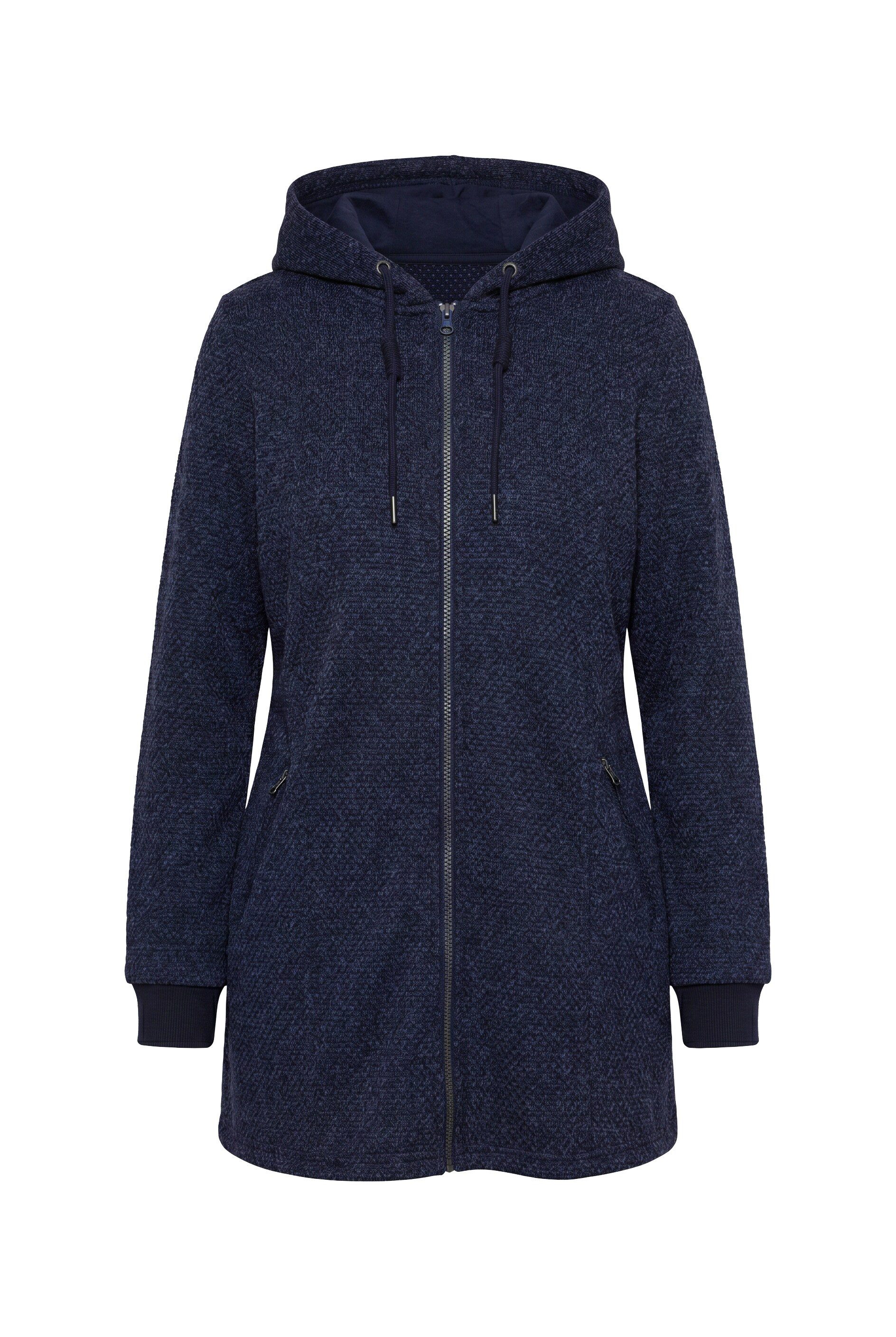 Ulla Popken Sommerjacke Strickfleece-Jacke Schriftzug Kapuze Langarm – Bild 2 von 4