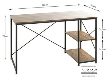 freiraum Schreibtisch 23897, in schwarz-eiche - 120x74x60cm (BxHxT)