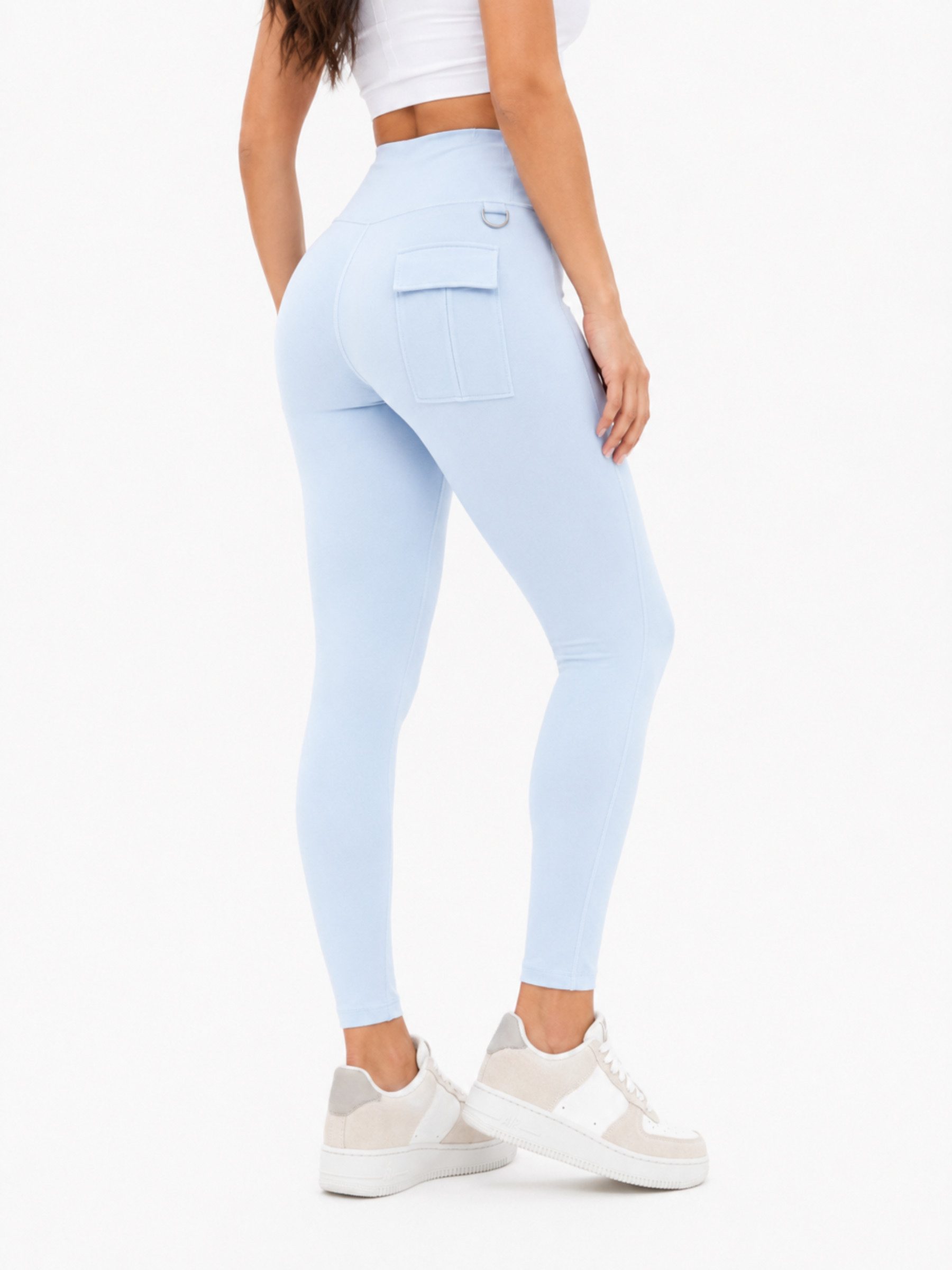 FemmeTone Leggings High-Waist Leggings Damen – lange Yoga Sporthose Sportleggings mit Bauchkontrolle, Taschen & Schlüsselring
