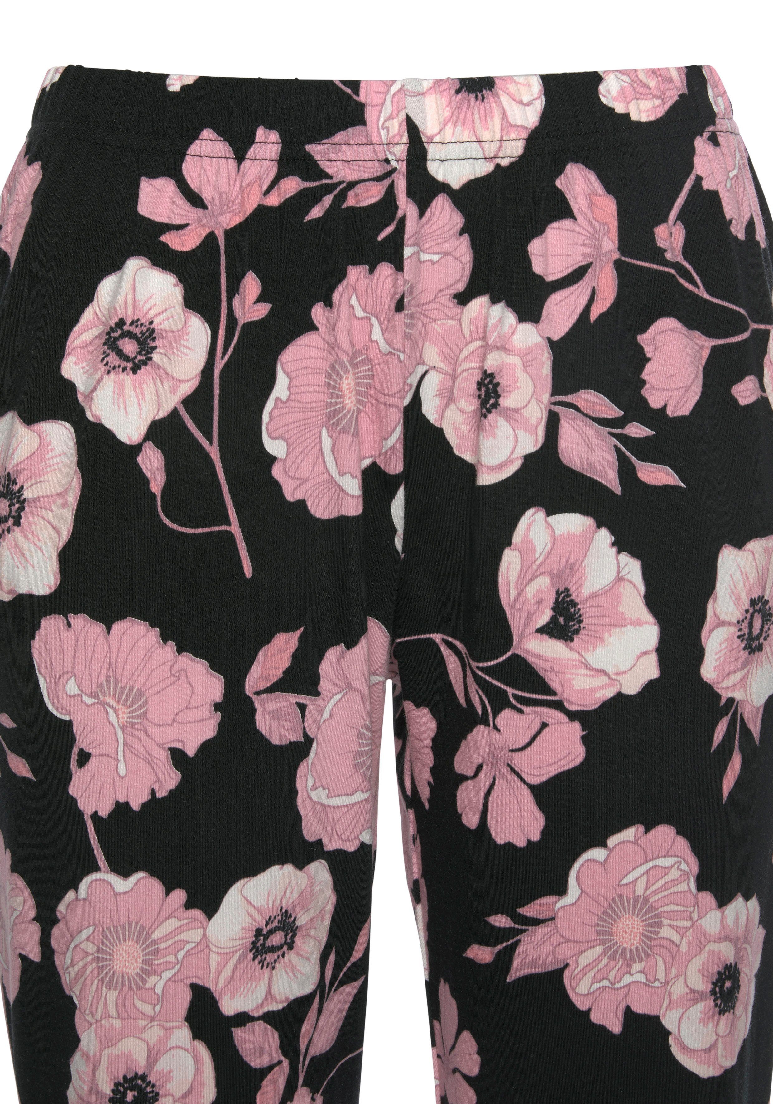 Blumenmuster LASCANA tlg., 1 und mit Pyjama Spitzendetails Stück) (2