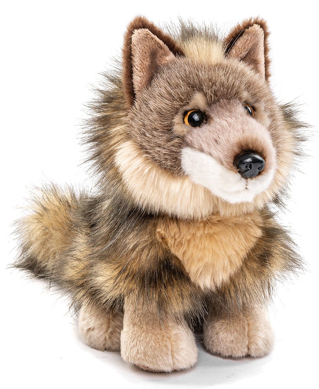 Uni-Toys Kuscheltier Wolf Junges, sitzend - 20 cm (Höhe) - Plüschtier, zu 100 % recyceltes Füllmaterial