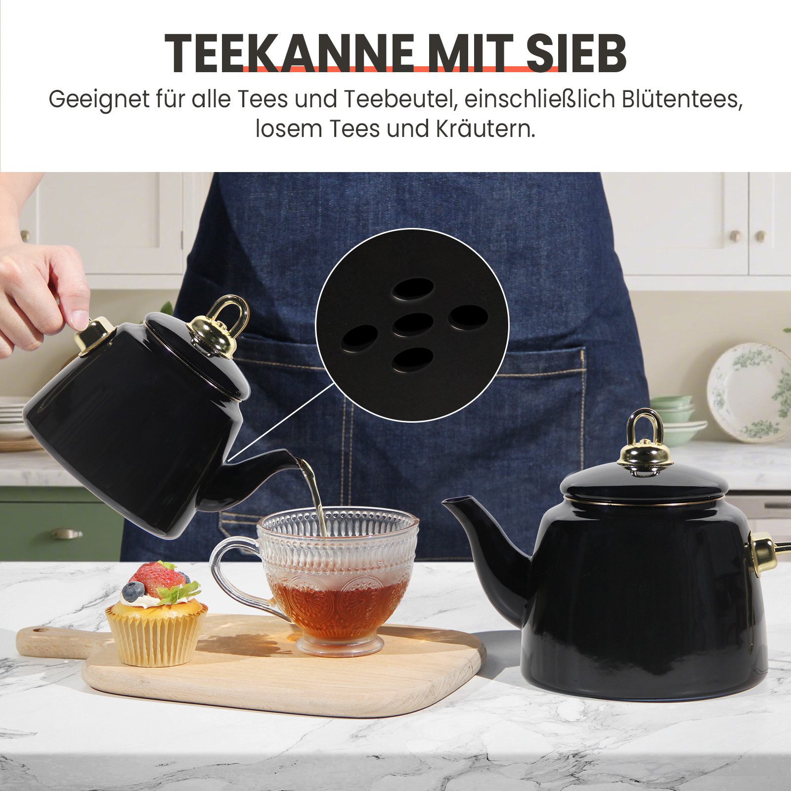 HOMELUX Teekanne Induktionsgeeignet, Wasserkessel, Turkische Teekocher 2L+1L, (4-tlg, Induktion), Für alle Herdarten geeignet