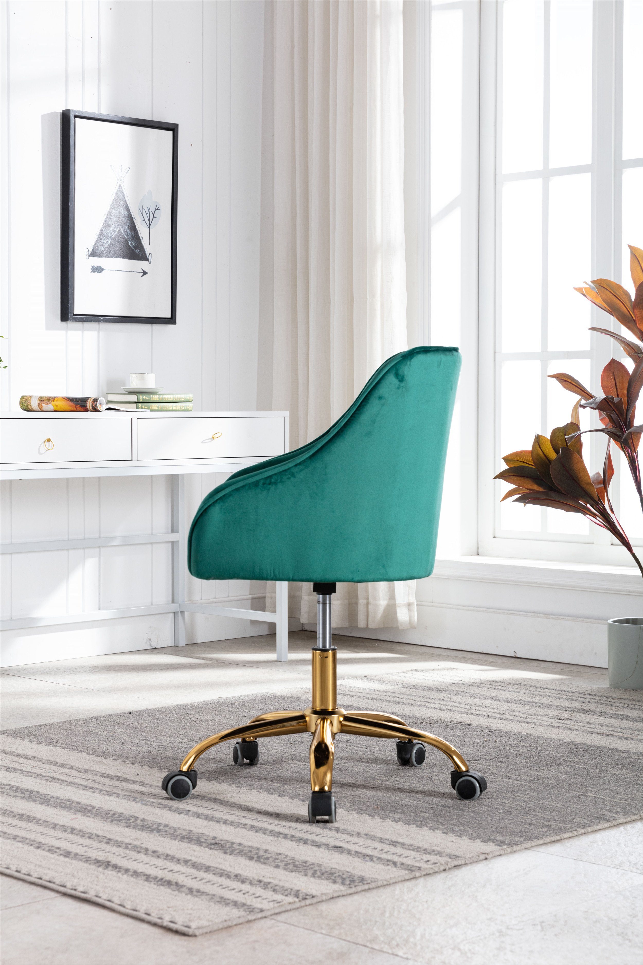 Bürostuhl Grün mehrerer Farbe Samt Odikalo Drehstuhl Schreibtischstuhl Schminkstuhl drehbar