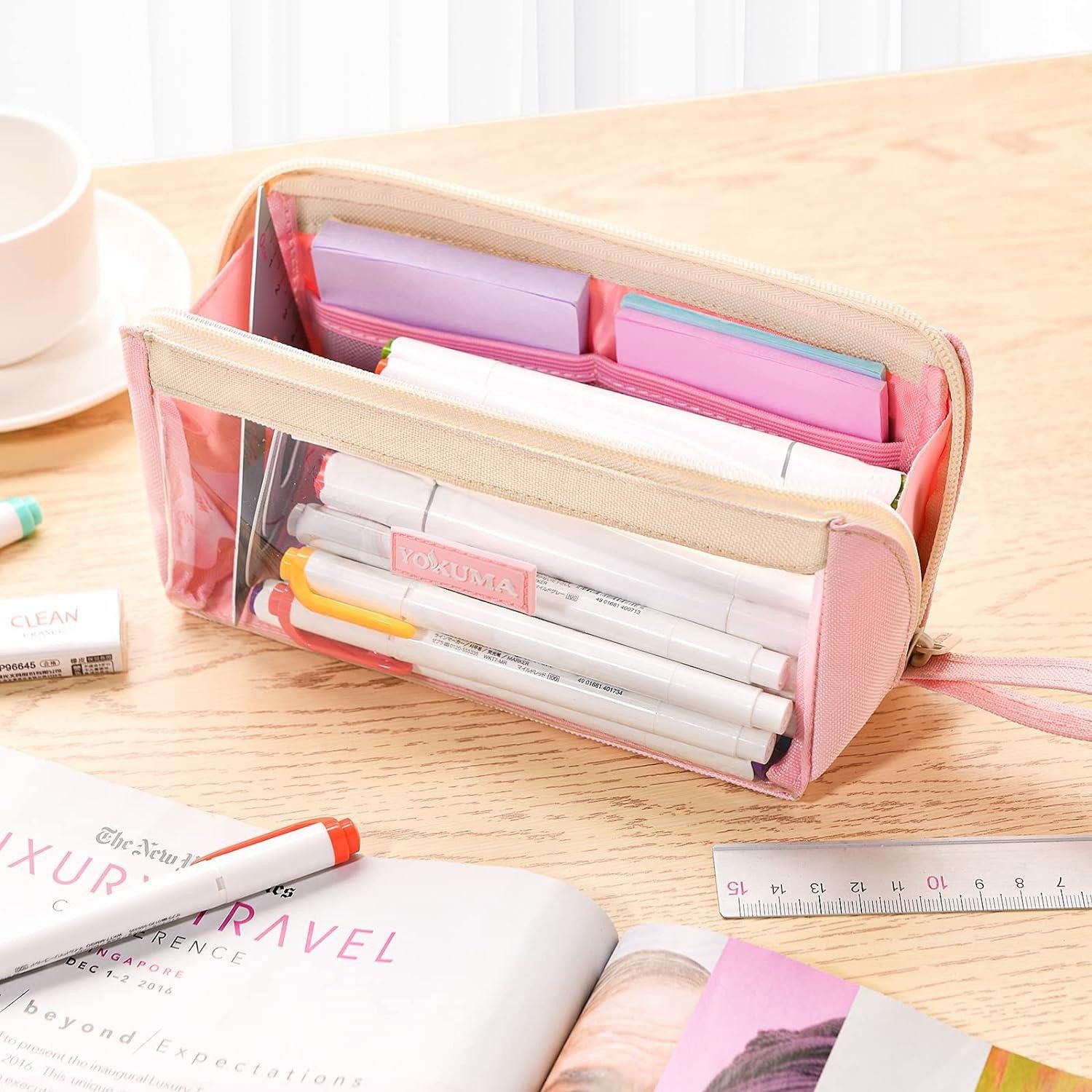 Thumbnail - LuxusKollektion Organisationsmappe Transparentes Federmäppchen Mädchen Rosa Aesthetic groß Schule