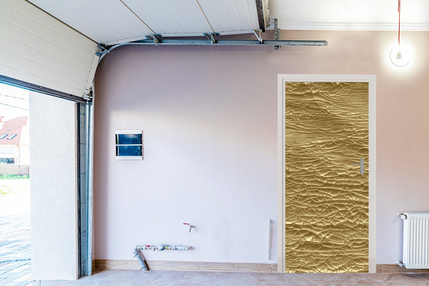 Tür, für bedruckt, St), Türaufkleber, Abstrakt, 75x205 (1 - Fototapete Türtapete Gold - cm Matt, MuchoWow Farbe