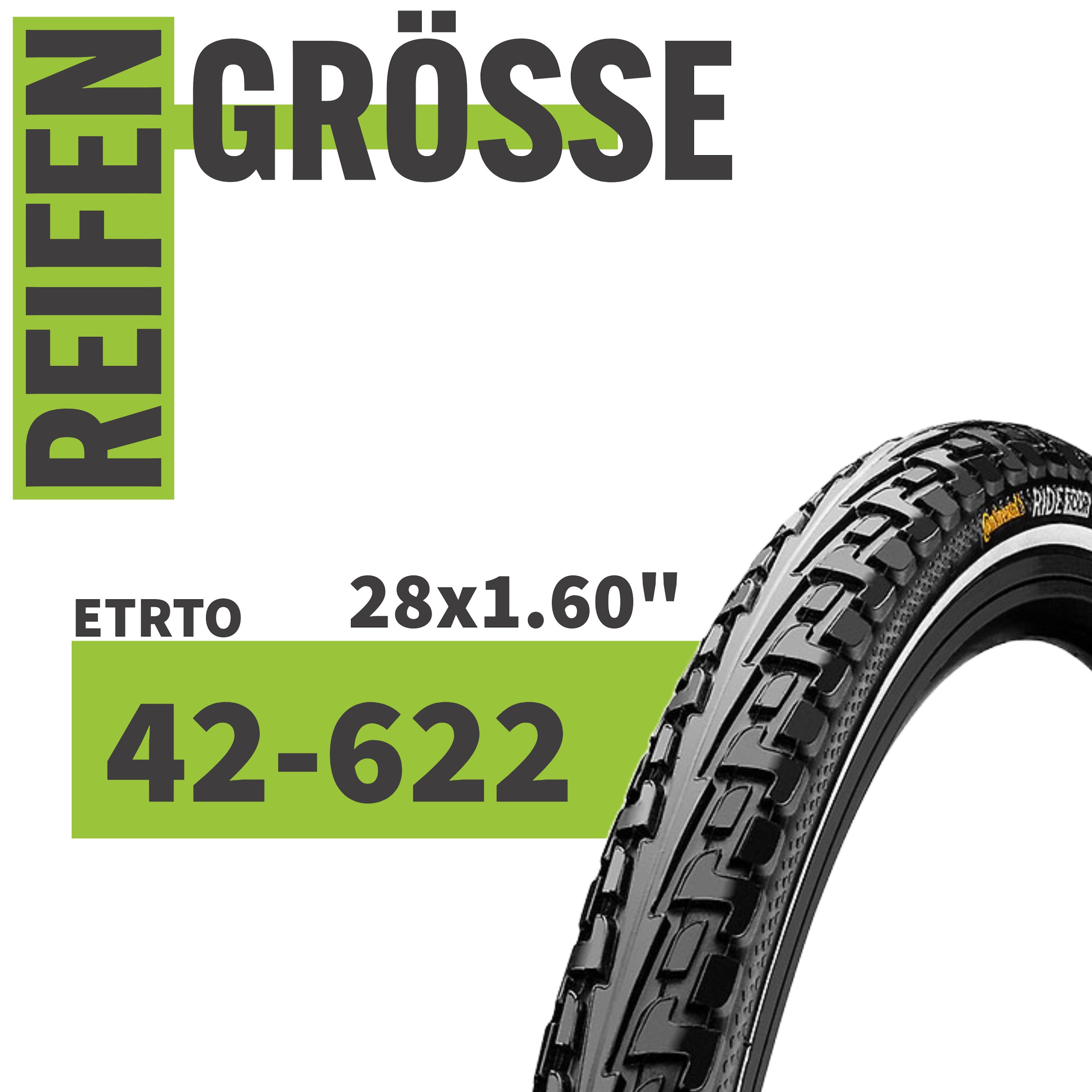 MSZweirad Fahrradreifen 2x Continental Reifen Ride Tour Reflex 28x1,60 (42-622)+SV + Heber