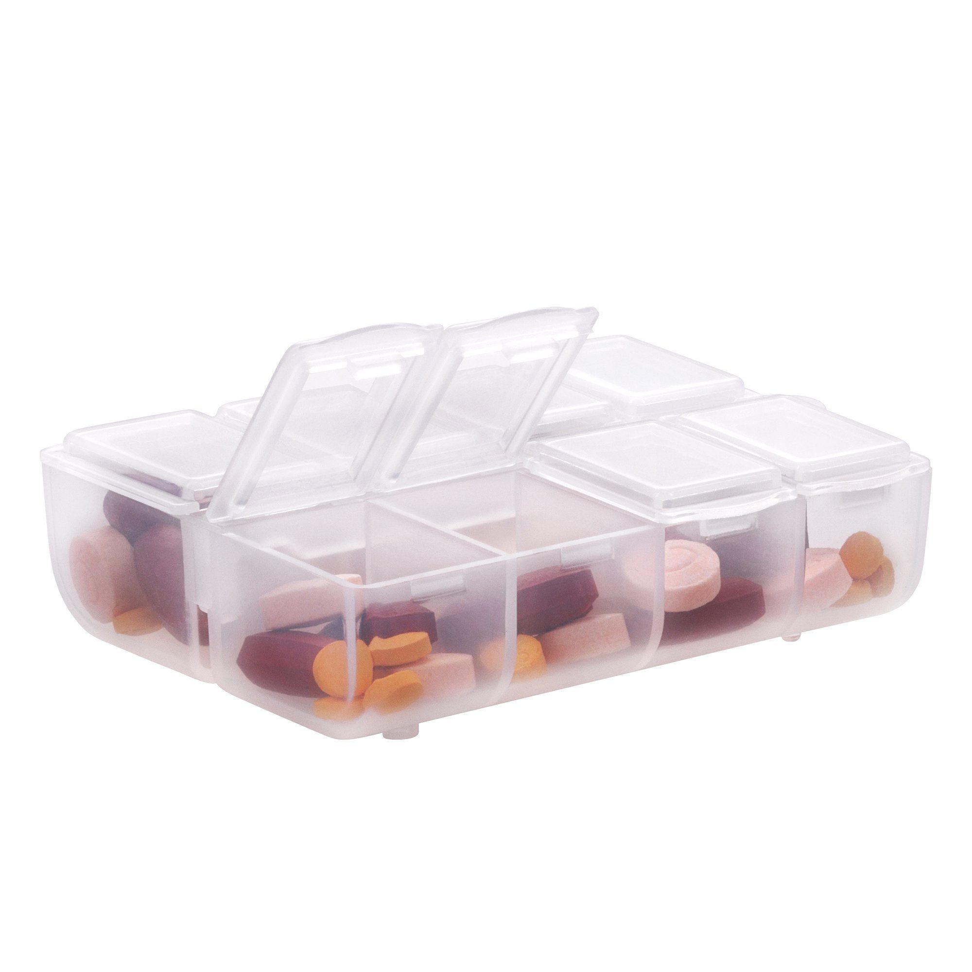 kwmobile Pillendose Kunststoff Medikamentenbox mit 8 Fächern (1 St), Tablettenbox 7,5 x 6,3 x 2,5 cm - Tablettendose Box - Pillendose Dose