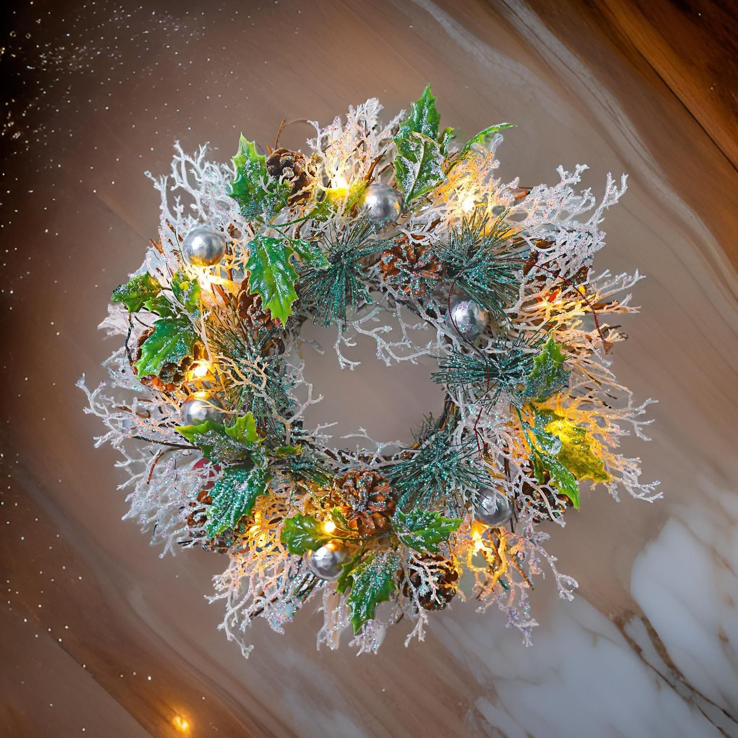 3PAGEN LED Dekolicht LED-Kranz 33cm Lichtkranz Tischkranz Türkranz Adventsk günstig online kaufen