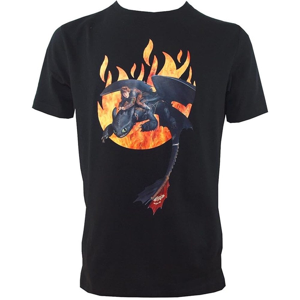 Dragons Print-Shirt Dragons Ohnezahn und Hicks Flammen T-Shirt, Gr. 152-158