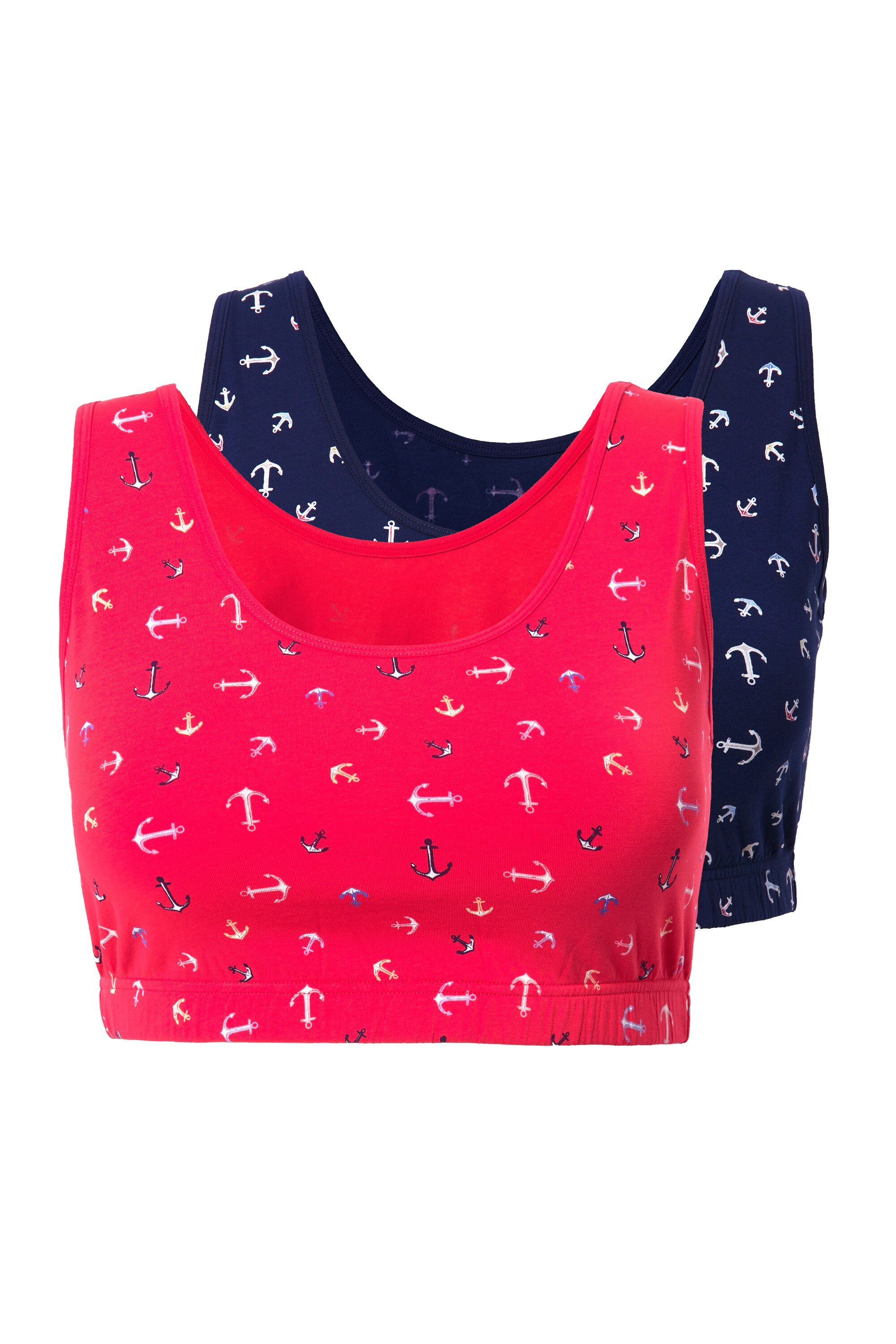 Ulla Popken Bustier Bustiers 2er-Pack Ankermuster Rundhals