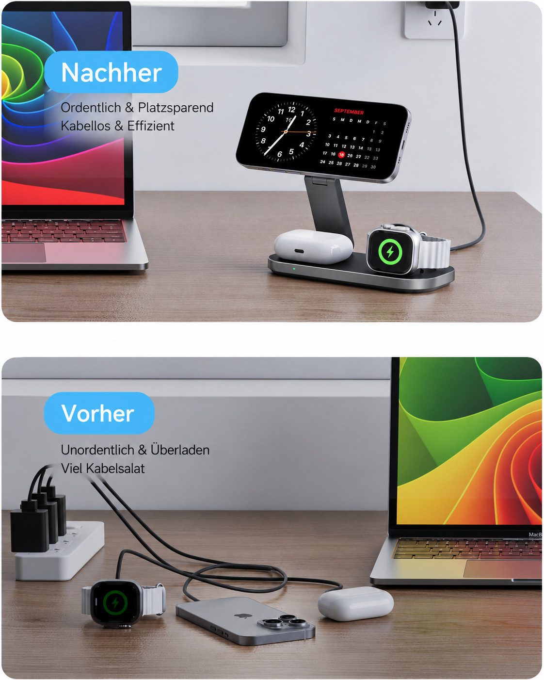 ibettertec 25w Apple Watch iPhone 3in1 MagSafe Wireless Charger Wireless Charger Induktions-Ladegerät (Schnelles Kabelloses Ladegerät, Verfügbar für iPhone 17/1 – Bild 4 von 5