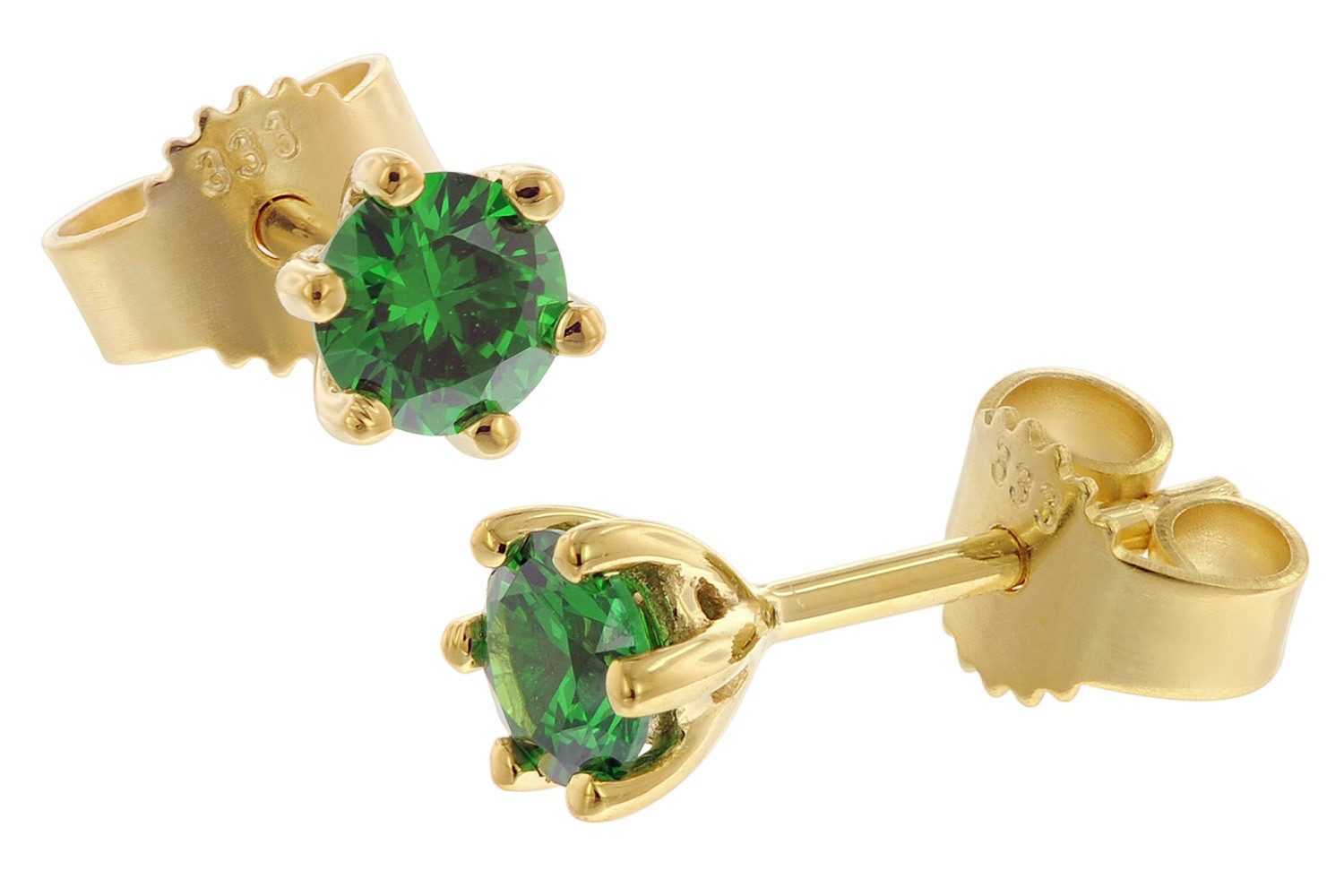 trendor Paar Ohrstecker Damen-Gold 333/8K mit synthetischem Smaragd günstig online kaufen