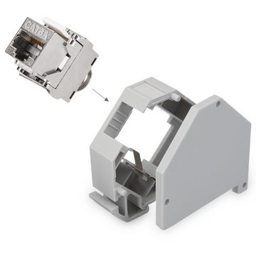 kwmobile Keystone Modul Set mit Hutschienenadapter - 2x CAT 6A Netzwerk-Adapter, 6,18 cm
