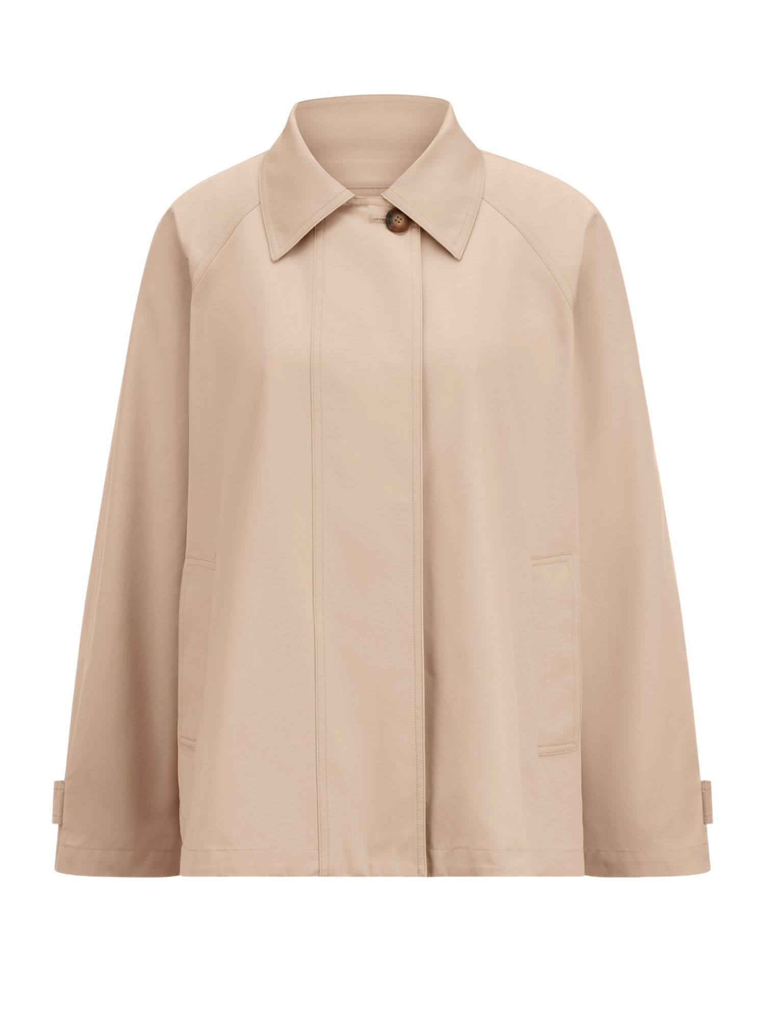 Riani Kurzjacke natur,Outdoor,Baumwolle,Unifarben,Umlegekragen,Lang,Gerade
