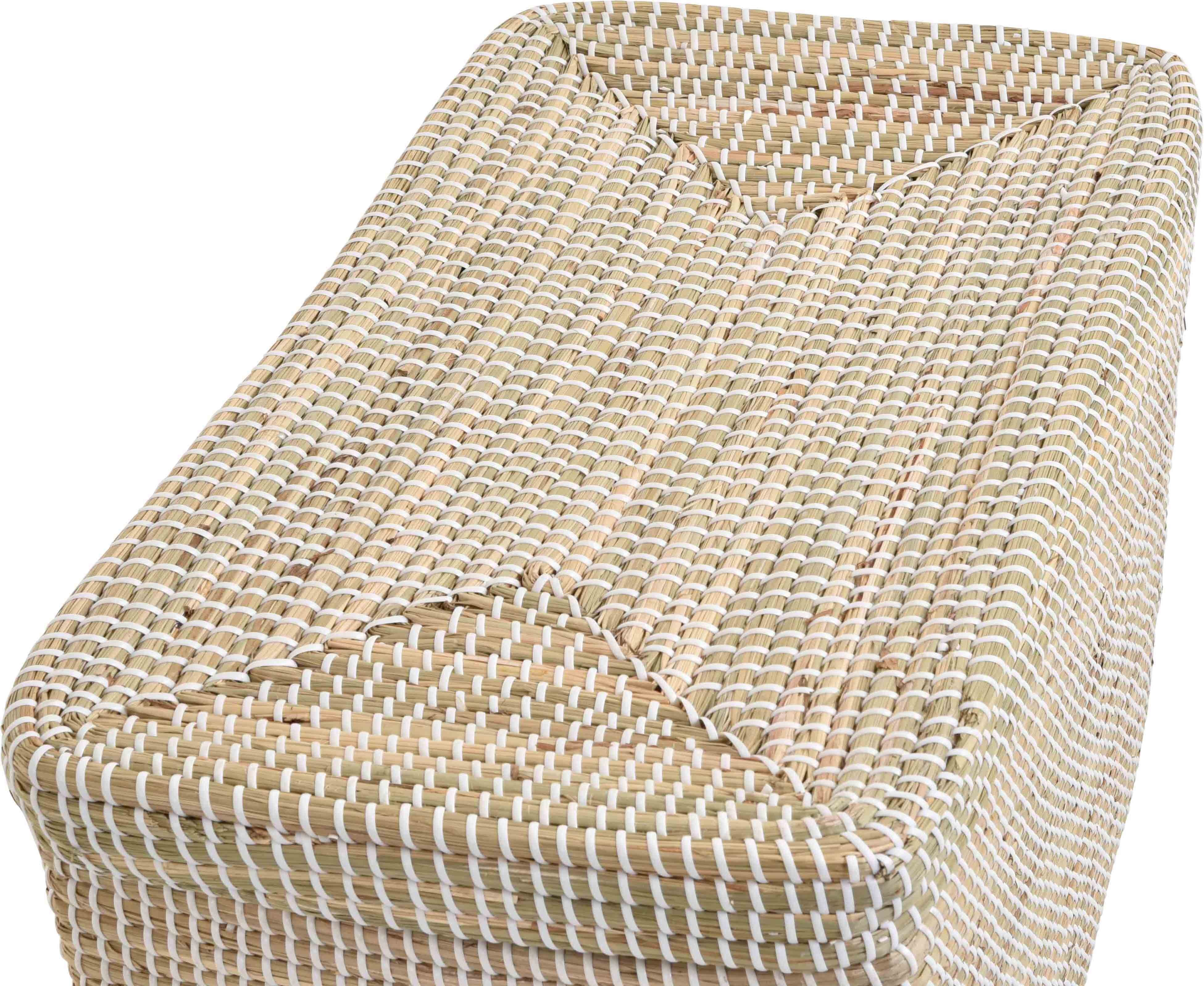 APACALI 3-teiliger Rattan-Aufbewahrungskorb Set – Seegras Geflochten Mit Deckel, 3 Größen Für Regal & Deko