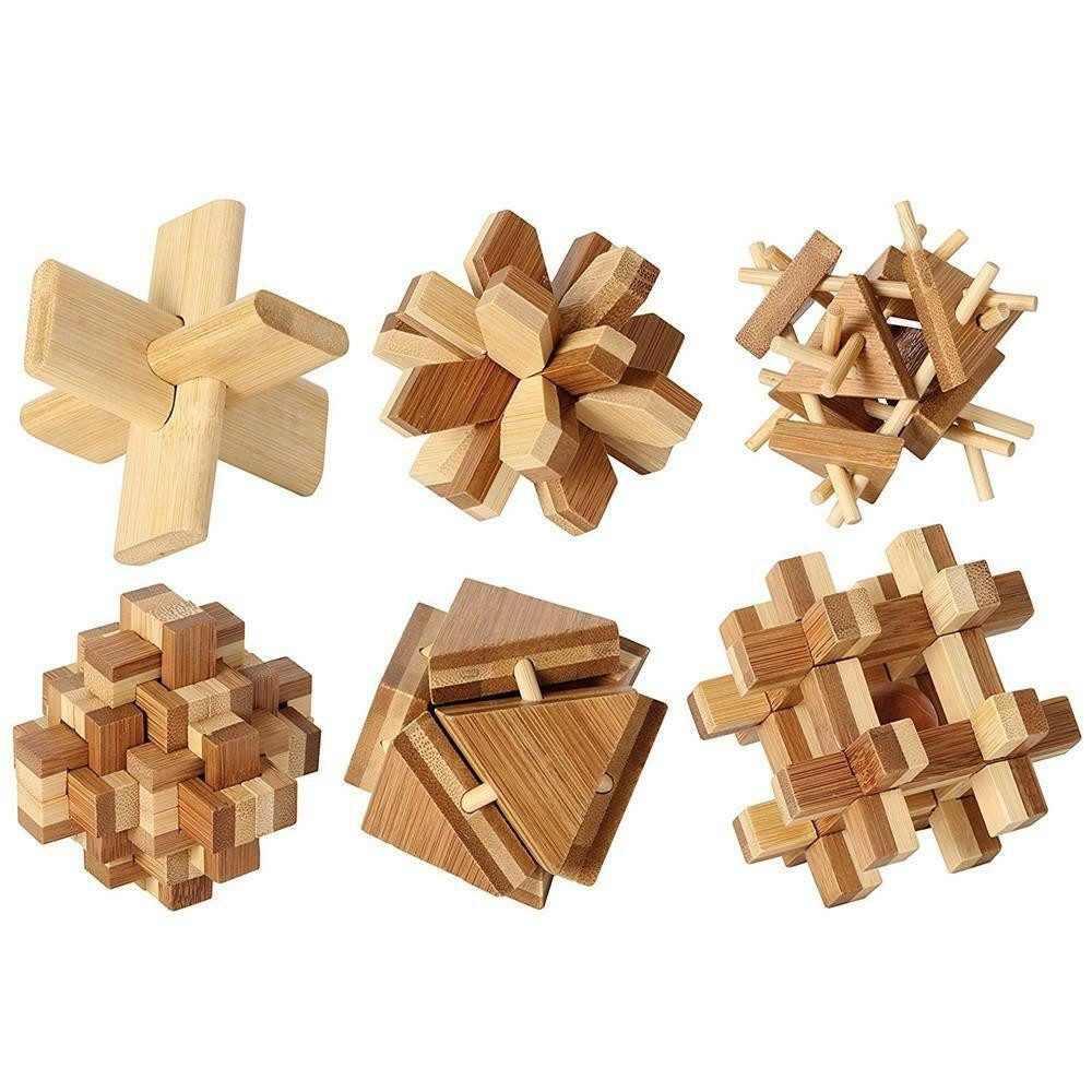 Bartl Würfelpuzzle Bartl 6x Bambus-Knobelspiele im Set, Puzzleteile
