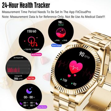 RollsTimi Herzfrequenz und Blutdruck Smartwatch (1,28 Zoll, Android, iOS), mit wasserdichte,Gesundheitsmonitor Aktivitäts-Fitness-Tracker, Wecker