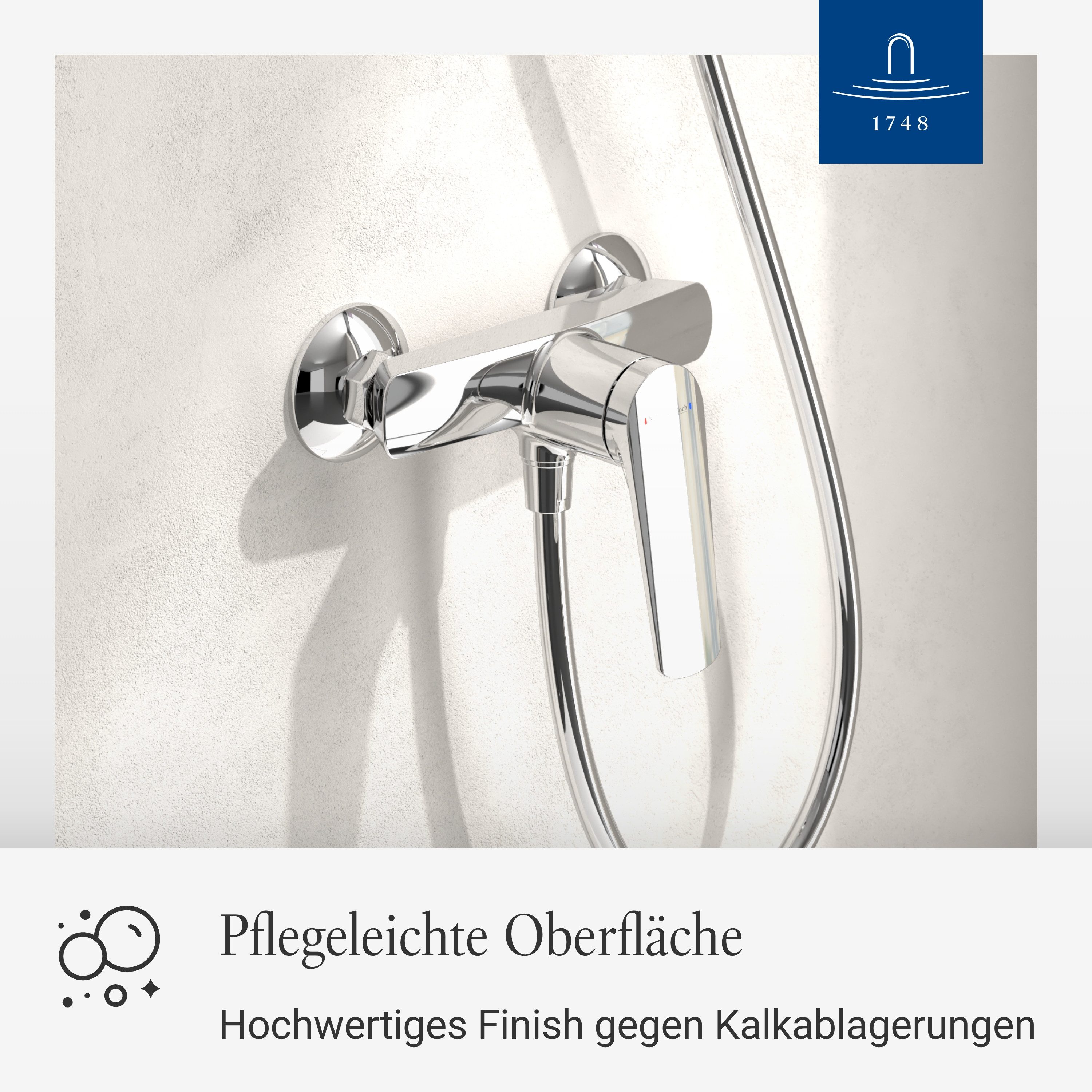 Villeroy & Boch Duscharmatur Oasis Mischbatterie Dusche mit Rückflussschutz und Keramikkartusche