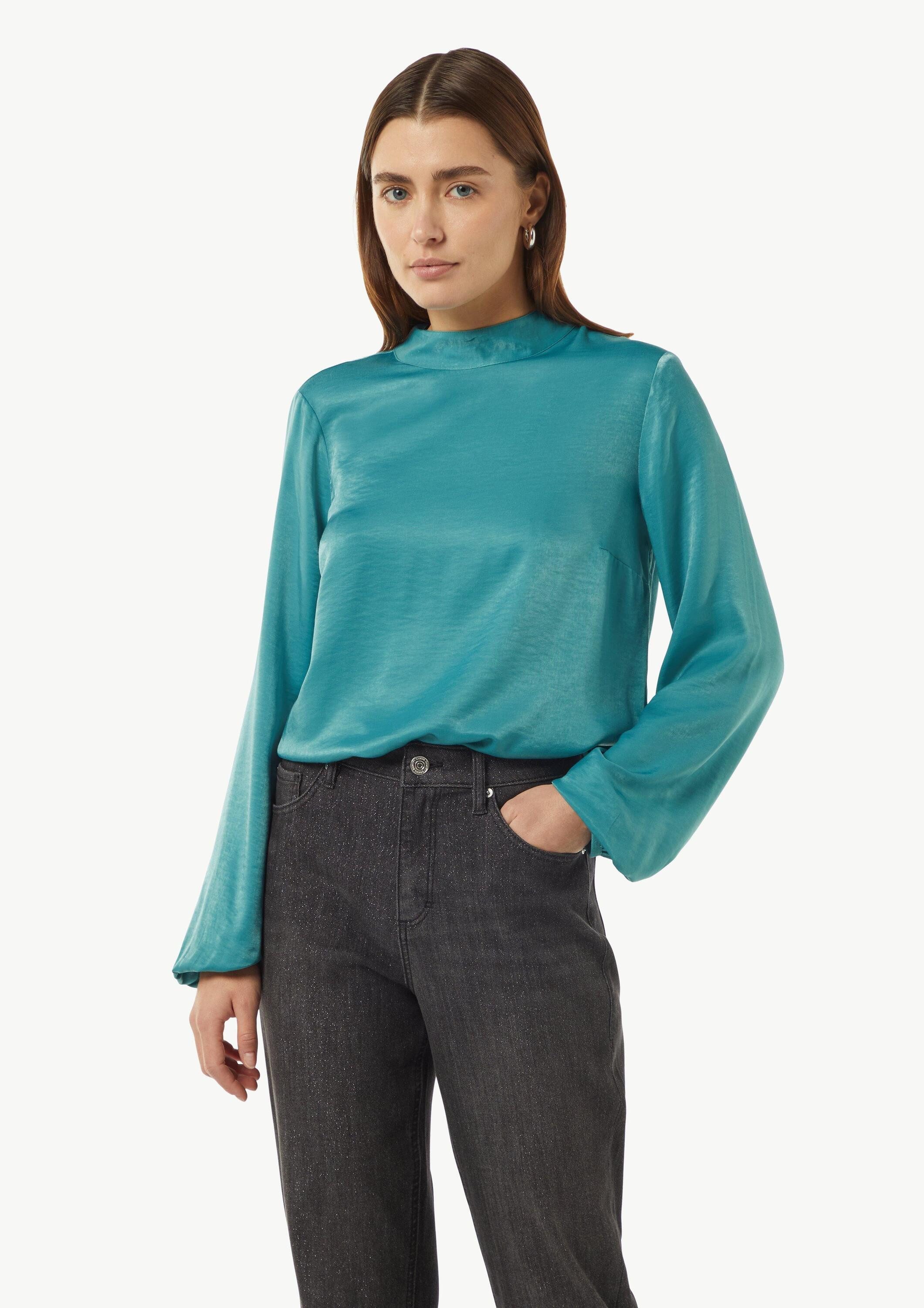 comma Langarmbluse Bluse Viskosemix-Bluse mit Bindedetail günstig online kaufen
