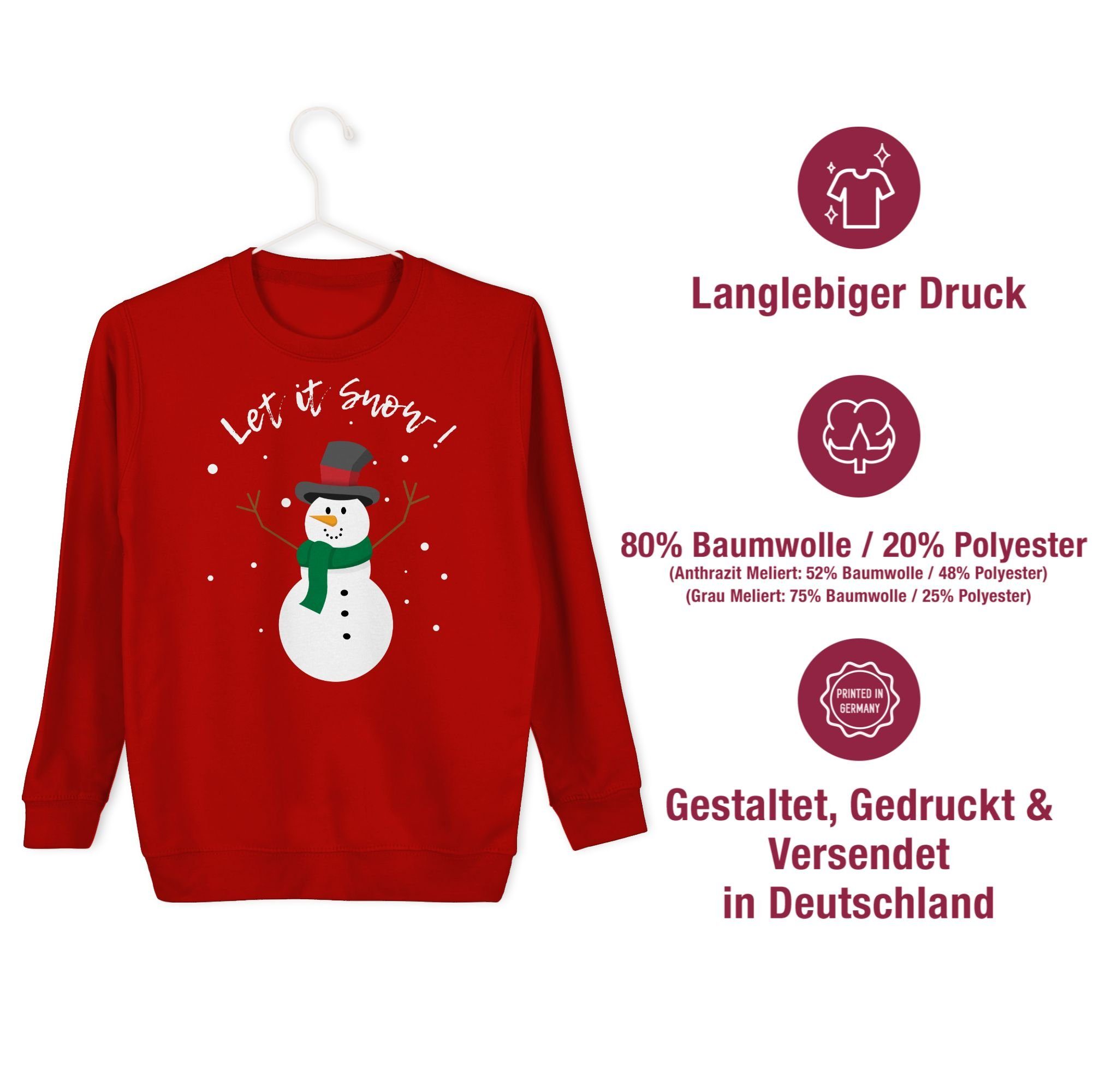 Shirtracer Weihnachten Let Kinder Rot 1 Schneemann snow Kleidung it Sweatshirt