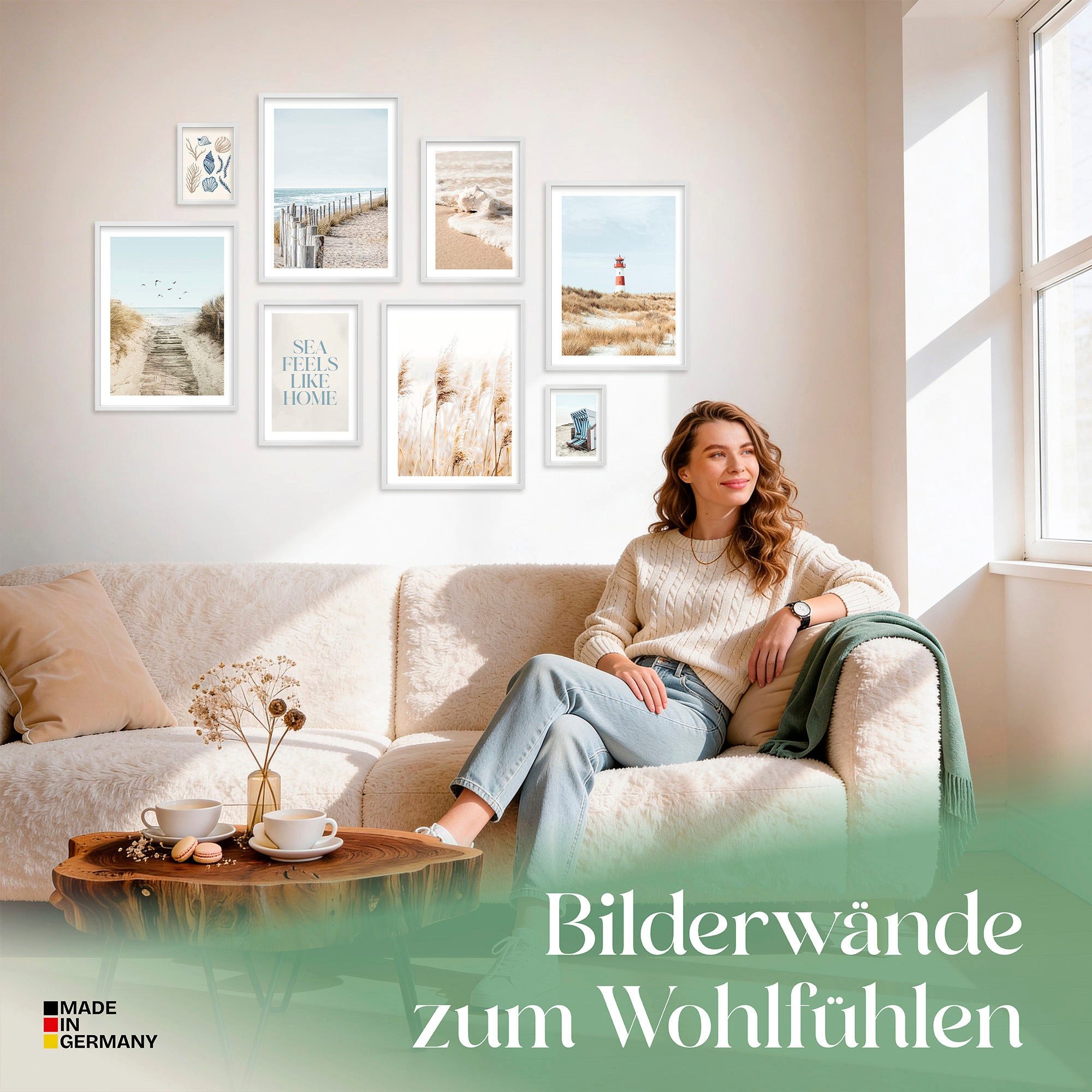 ARTFAVES Bilder-Collage Poster Set Nordic Dreams I mehrteilige Bilderwand I Wandbilder Maritim, (Wandbilder modern, 8 St)