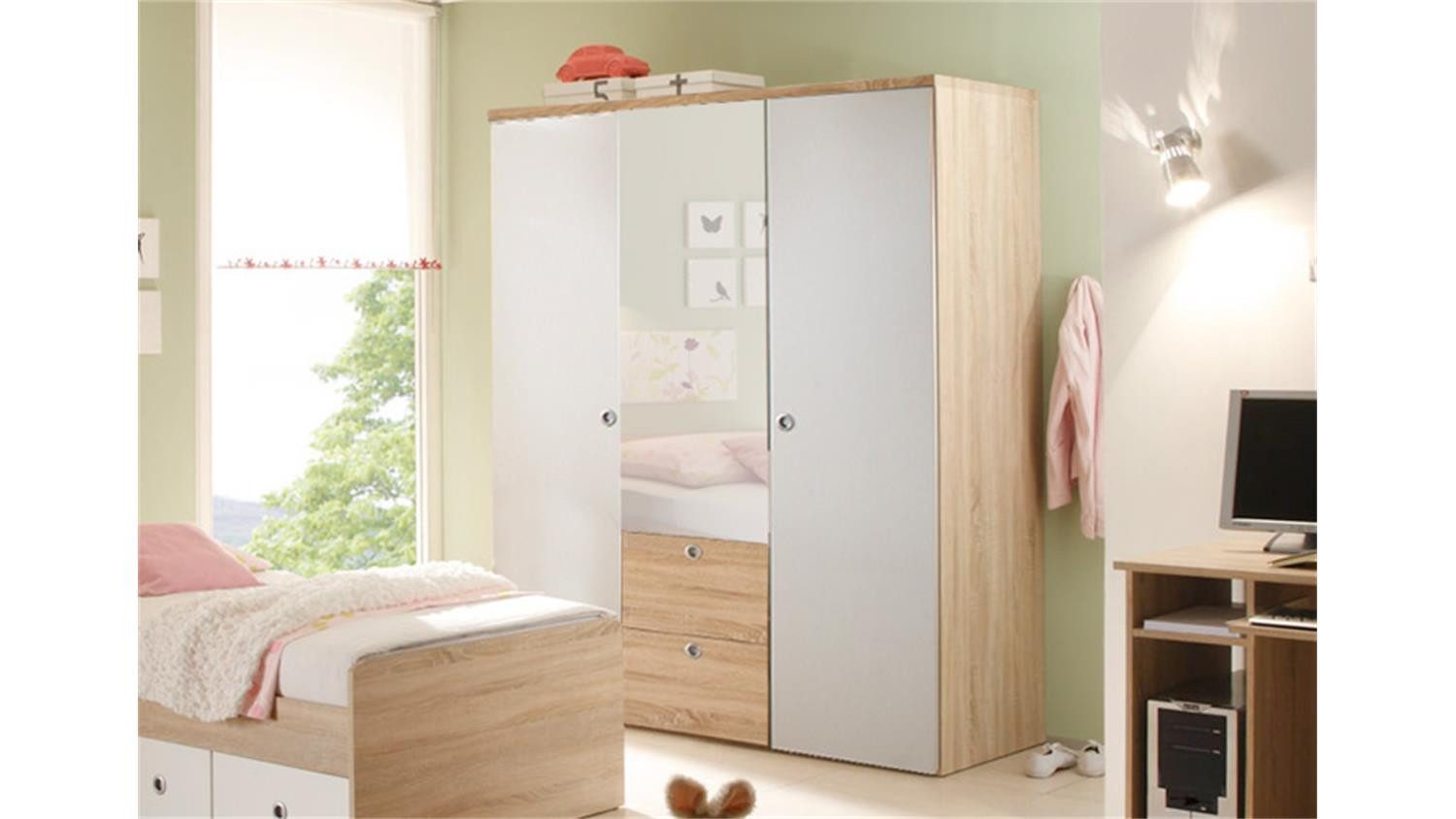 Bega Consult Kleiderschrank Kleiderschrank Wiki in Eiche Sonoma weiß 3-türig