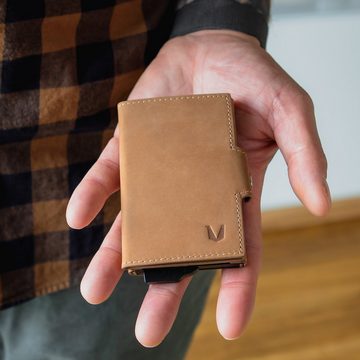 MAGATI Mini Geldbörse Slim Wallet ZANI (Inkl. Geschenkbox, Optionaler Fundservice), RFID Blocker, Parkscheinslot, Aluminiumgehäuse, Echtleder