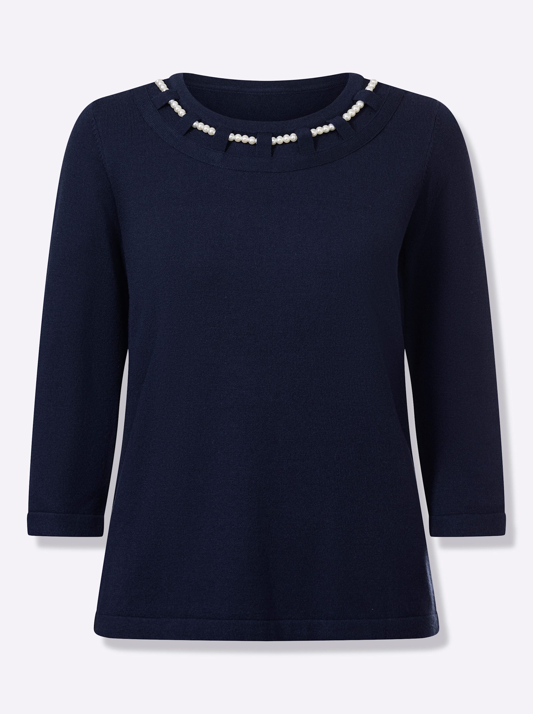 Strickpullover Rundhals-Pullover 3/4-Arm Jersey