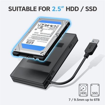 GRAUGEAR Festplattenhülle G-2603-AC, USB 3.0 Adapter für 2,5" SSD HDD Festplatten mit Schutzbox USB C