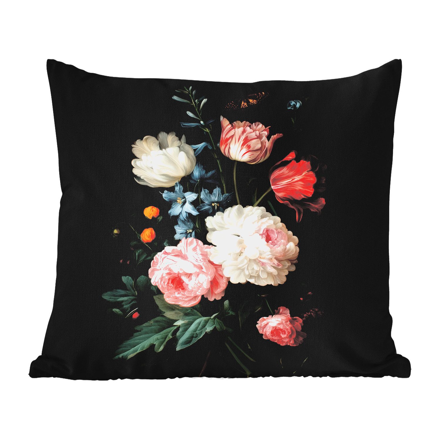 MuchoWow Dekokissen Blumenstrauß - Bunt