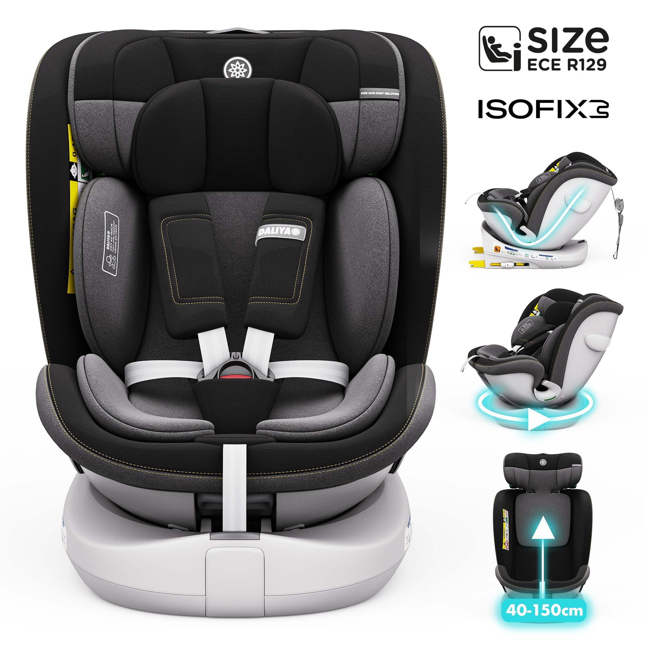 Daliya® Autokindersitz ROTAZIONE Kindersitz, Autositz, Kinderautositz, Babyschale, ab: ab Geburt, bis: bis 12 Jahre, ab: 40 cm, bis: 150 cm, 8-stufige Sitzneigungsverstellung, höhenverstellbare Kopfstütze