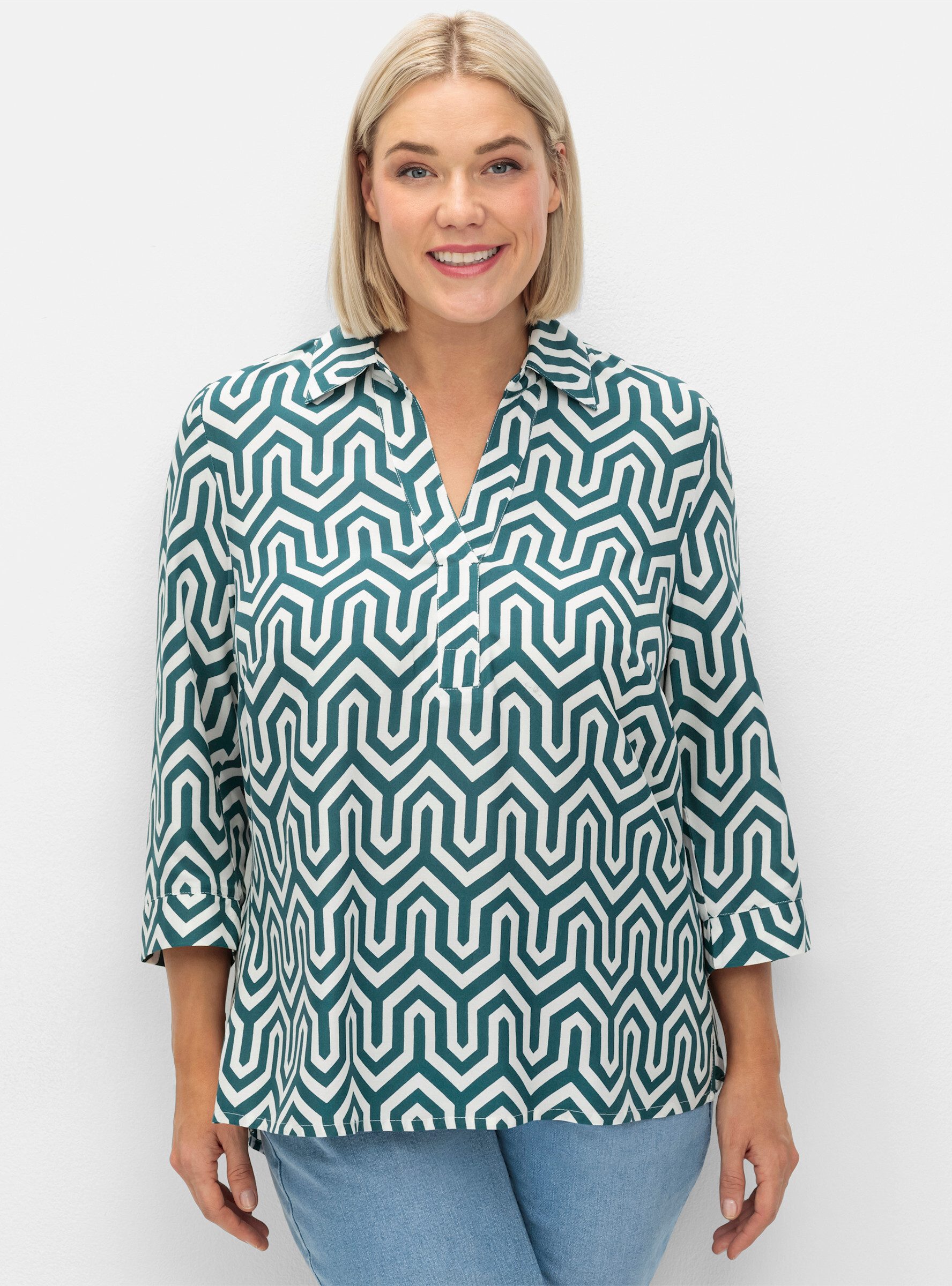 Sheego Klassische Bluse Tunika 3/4-Arm günstig online kaufen