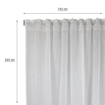 Gardine Vorhang Dekoschal Batist 140x245 cm halbtransparent weiß Kräuselband, Haus und Deko, Kräuselband (1 St), transparent, Polyester
