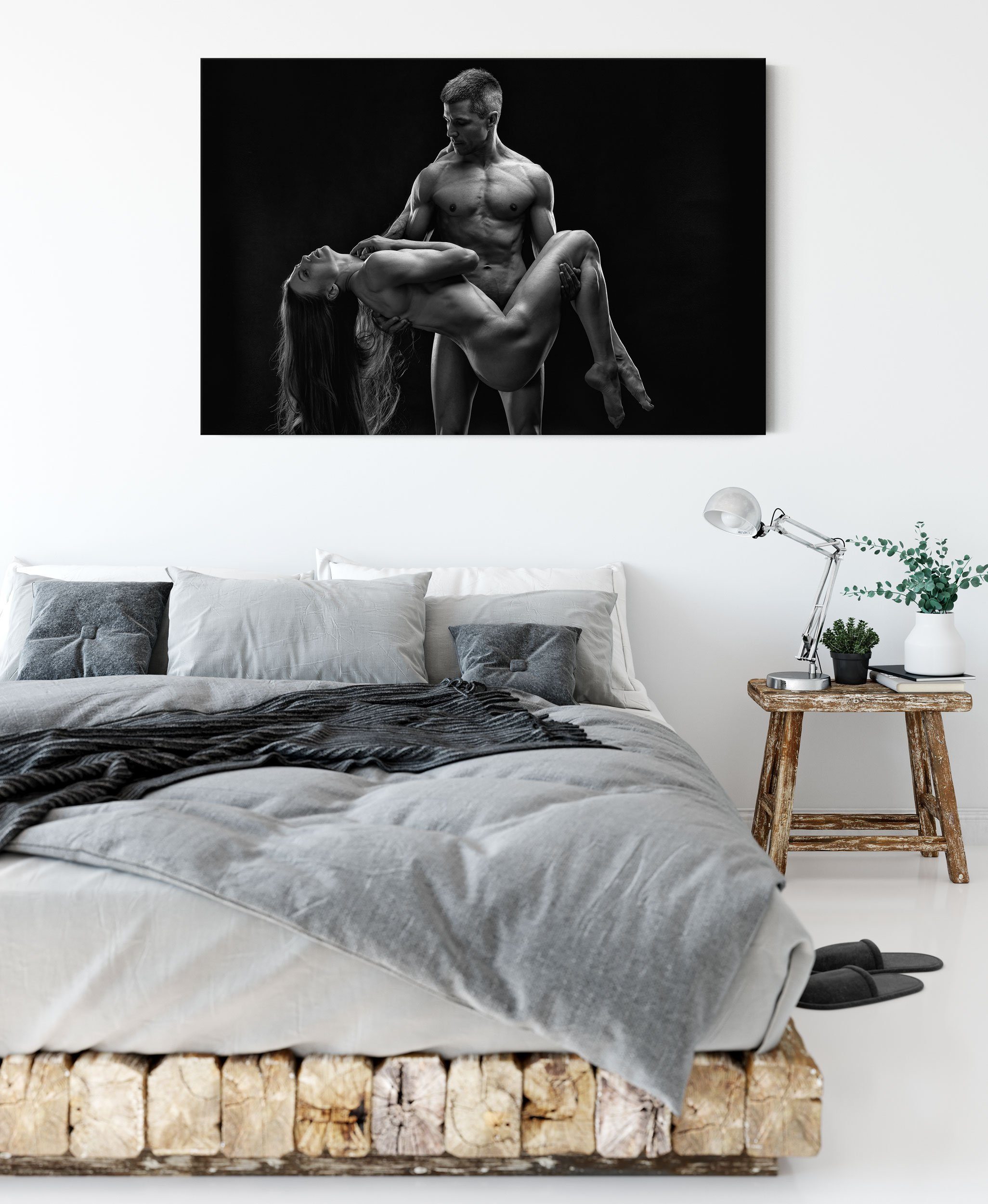Pixxprint Leinwandbild Nude sexy Paar Kunst B&W, Nude sexy Paar Kunst B&W (1 St), Leinwandbild fertig bespannt, inkl. Zackenaufhänger
